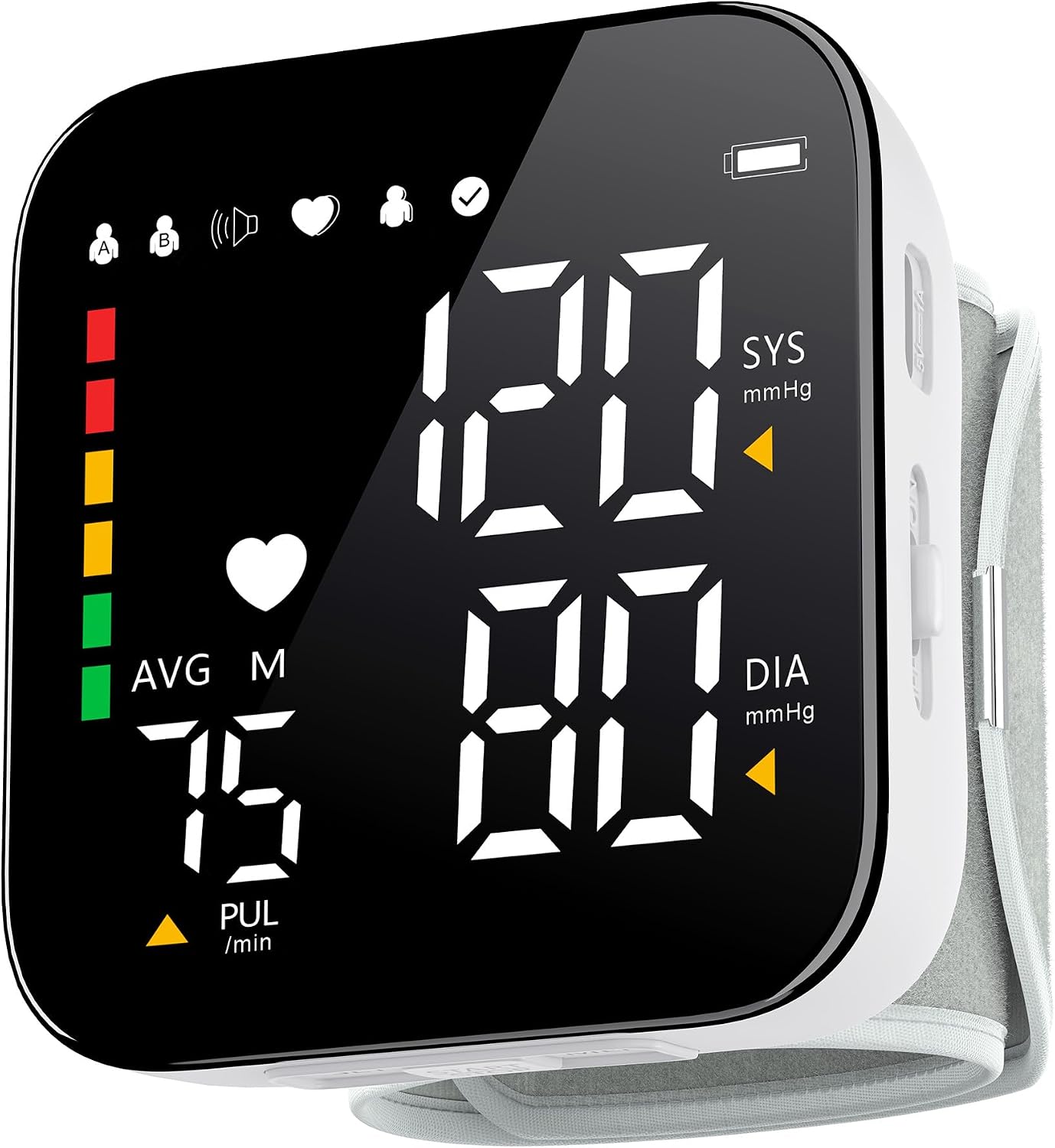 Blood Pressure Monitor Rechargeable Wrist Blood Pressure Cuff Adjustable Digital BP Machine 2×90 Readings Voice Broadcast Backlit Display for Home Use with Carrying Case