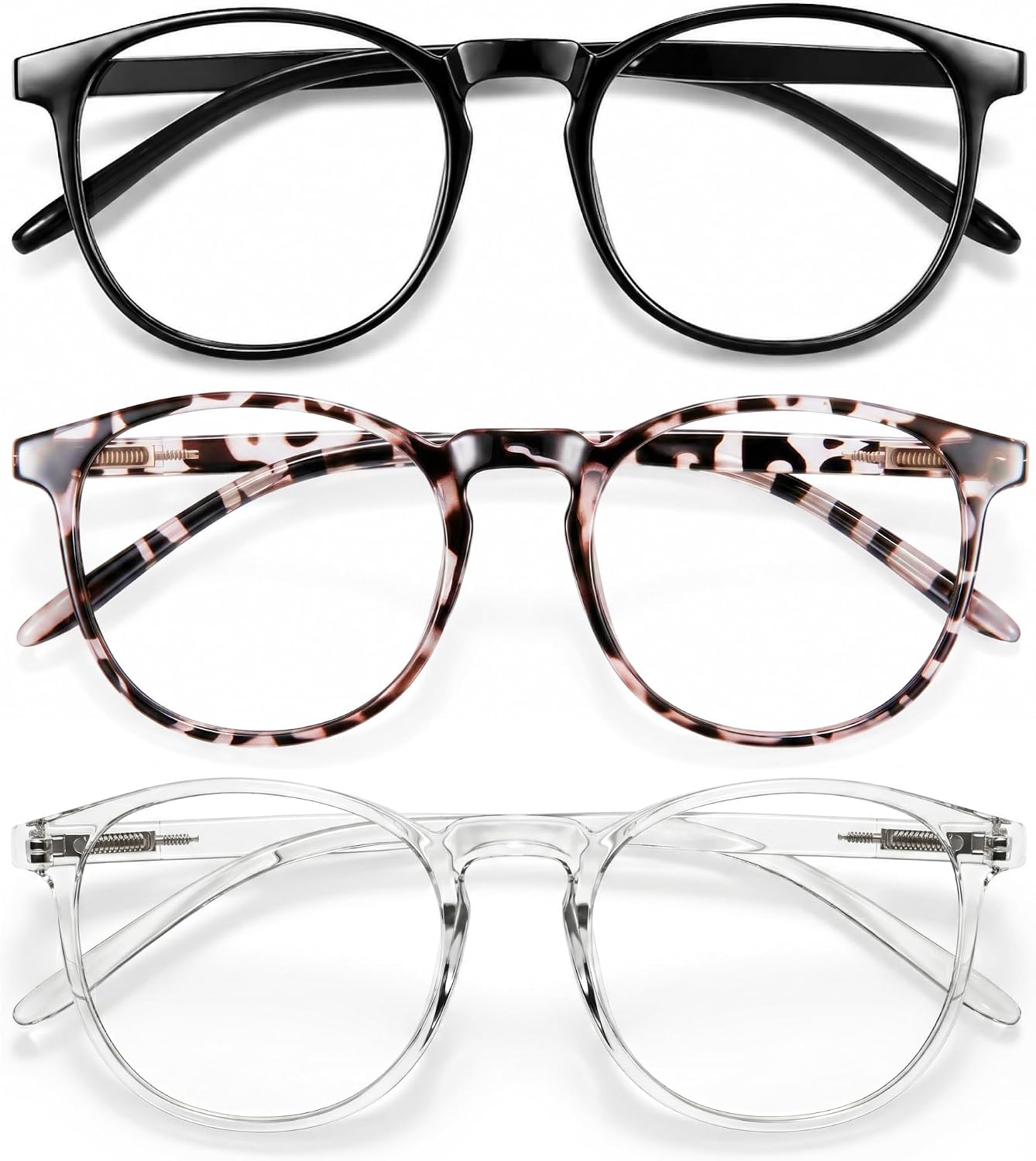 IBOANN Chic & Comfy Blue Light Glasses for Women – 3-Pack Round Frames, Screen-Ready Style with UV Protection Coating
