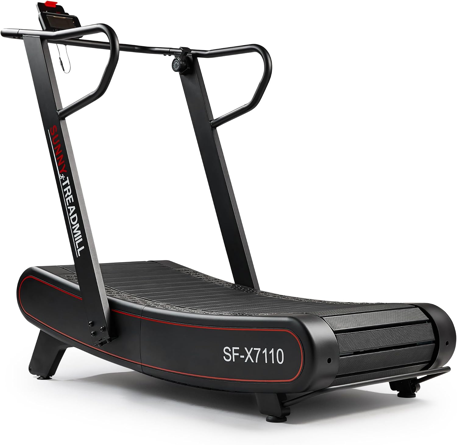 Sunny Health & Fitness Smart Curved Manual Treadmill, Non-Motorized Self-Powered Running Machine, Heavy-Duty Commercial-Grade Endurance Training with 8-Level Magnetic Assistance, Adjustable Handlebar