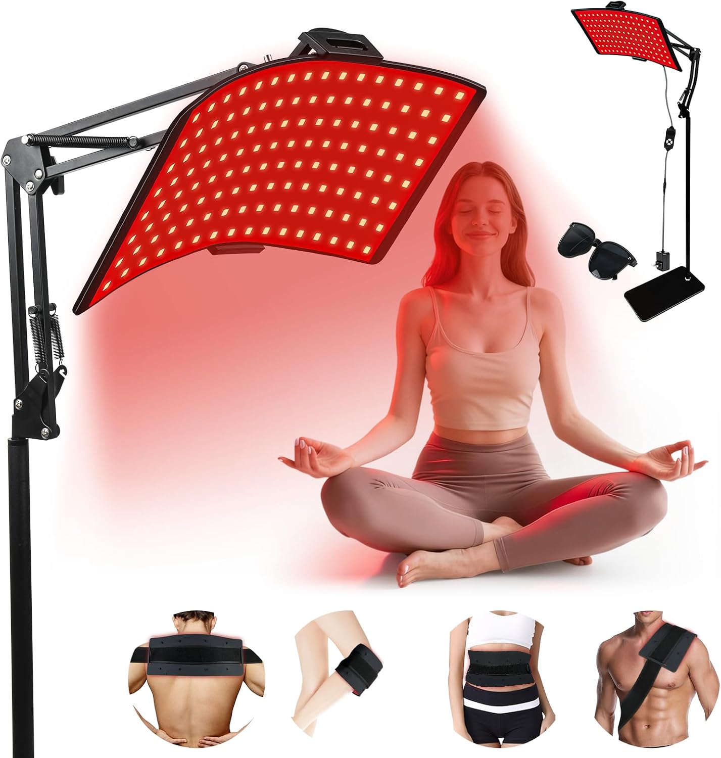 Red Light Therapy Lamp with Stand for Face & Body, Muscle Recovery | 660nm & 850nm, Quick Clip & Adjustable Stand, Targets Waist Knee, Daily Wellness