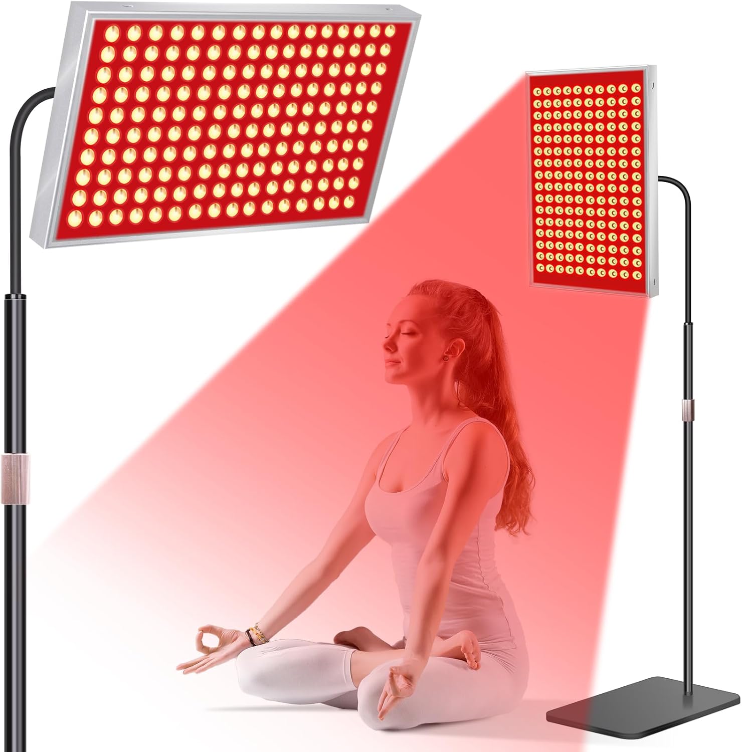SAVILER® Red Light Therapy for Face & Body, 160 Dual-Wavelength LEDs Red Light Lamp Panel with Stand, 660nm 850nm Near Infrared Red Light Therapy Device for Home Skin Muscle