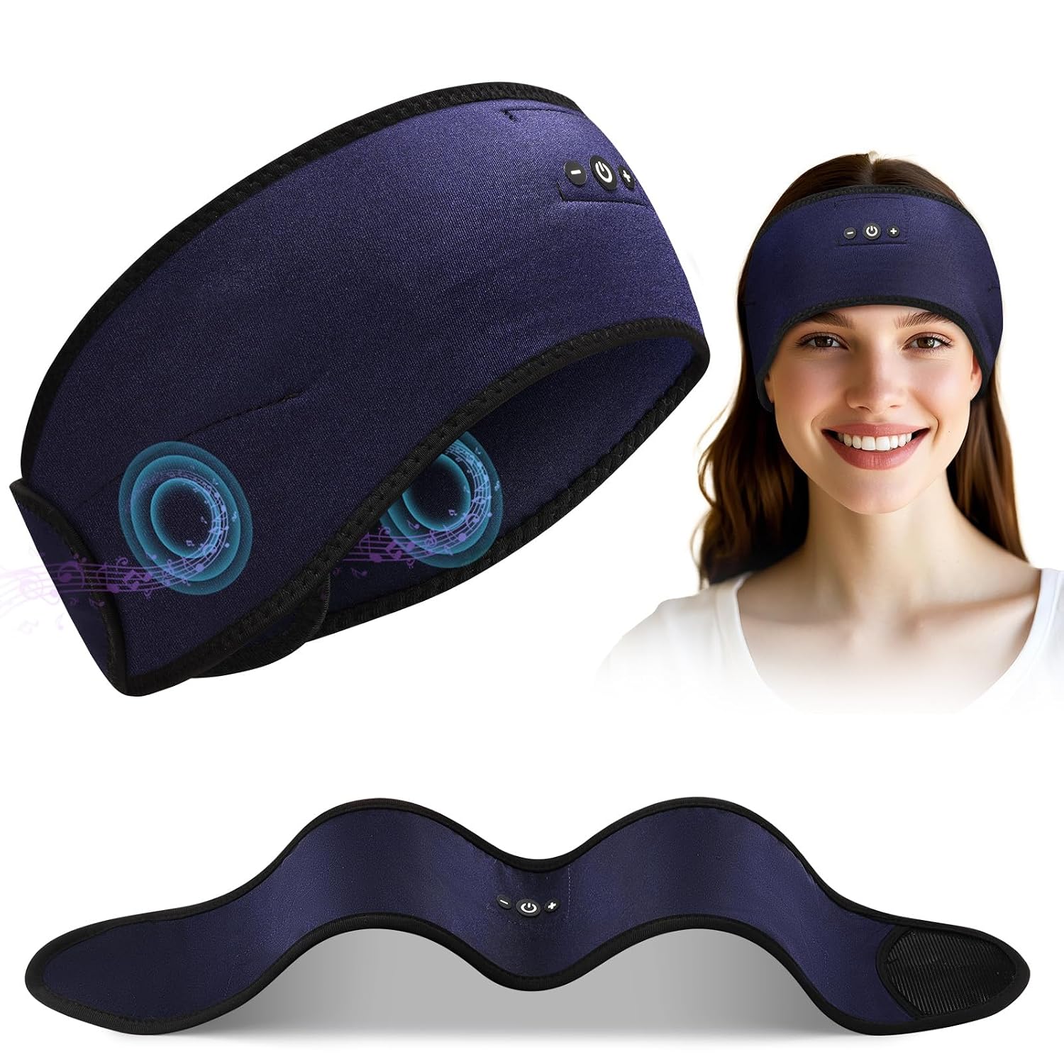 Sleeping Headphones Headband with Adjustable Hook and Loop, Bluetooth Headband Headphones for Sleeping Workout Running Yoga Gift – Unisex Purple