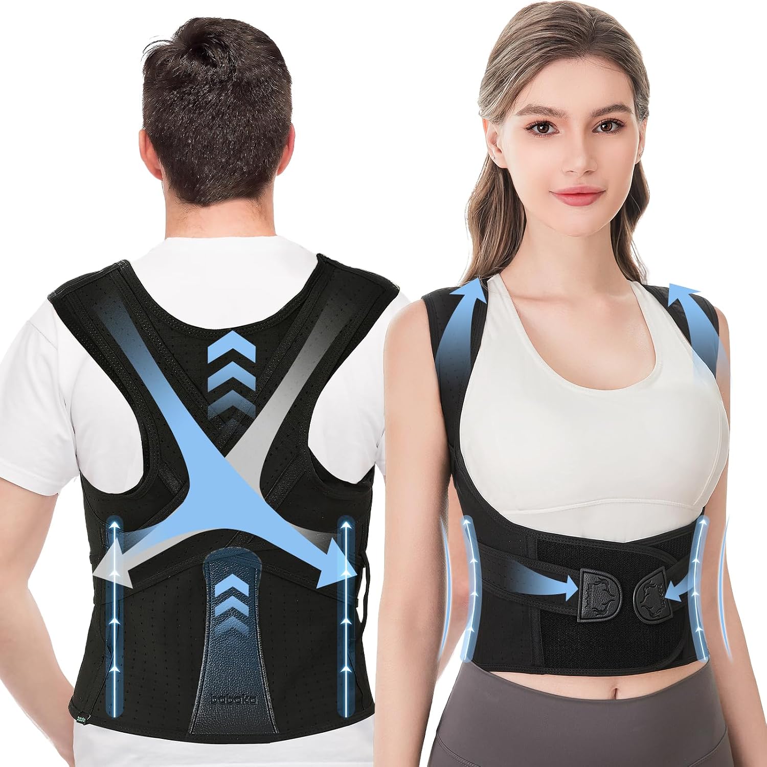babaka Posture Corrector for Women and Men, Adjustable Full Back Straightener, Back Brace for Upper and Lower Back Pain Relief, Scoliosis, Dowagers Hump, Hunchback, Thoracic, Spine Corrector (X-Large)