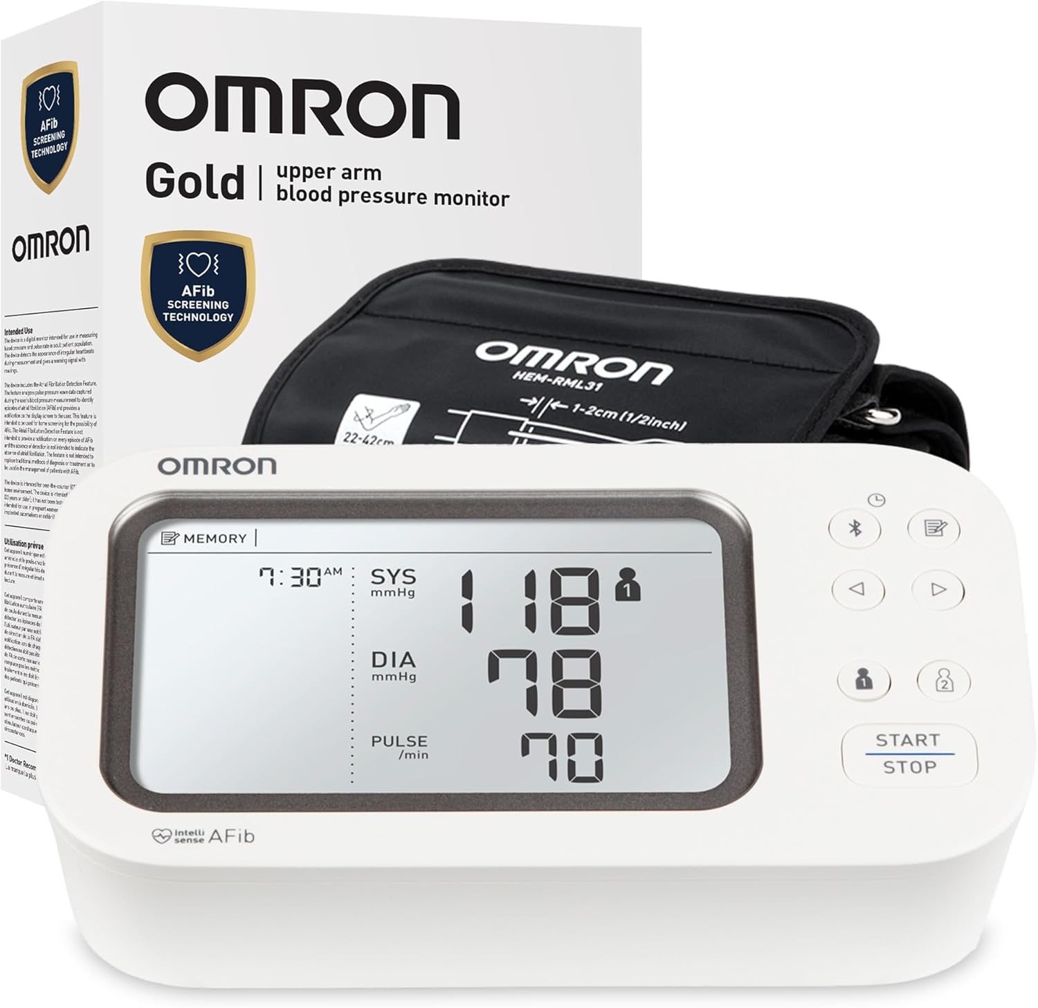 OMRON Gold Blood Pressure Monitor for Home Use & Upper Arm Blood Pressure Cuff – #1 Doctor & Pharmacist Recommended Brand – Clinically Validated – AFib Detection – Connect App