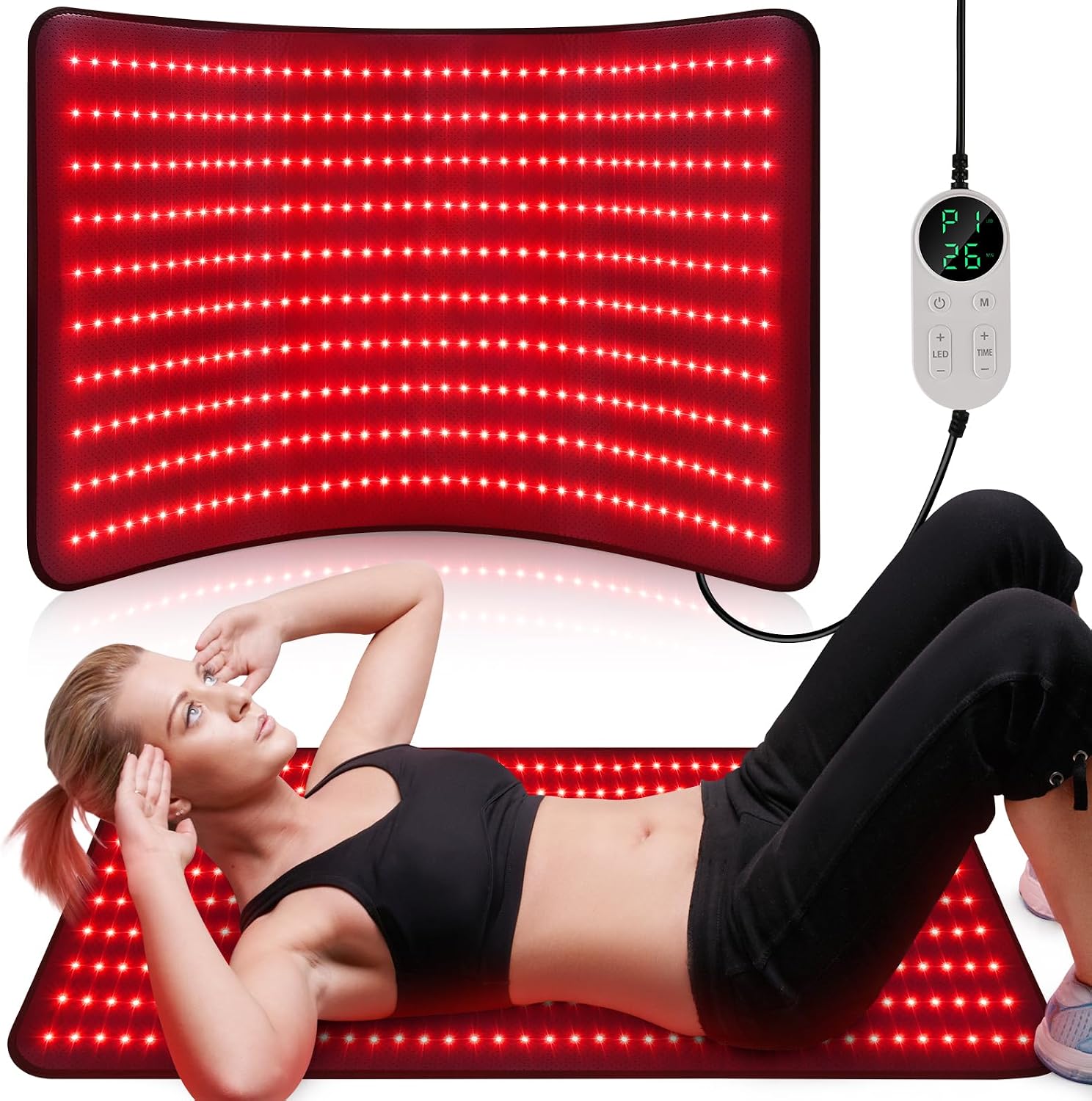 Pedete Red Light Therapy Mat for Body, 39’’×24’’ Large Infrared Light Therapy Pad with Timer Remote Control, 660nm 850nm Home Office Daily Use on Back Shoulder Knee Leg & Pets (with Storage Bag)