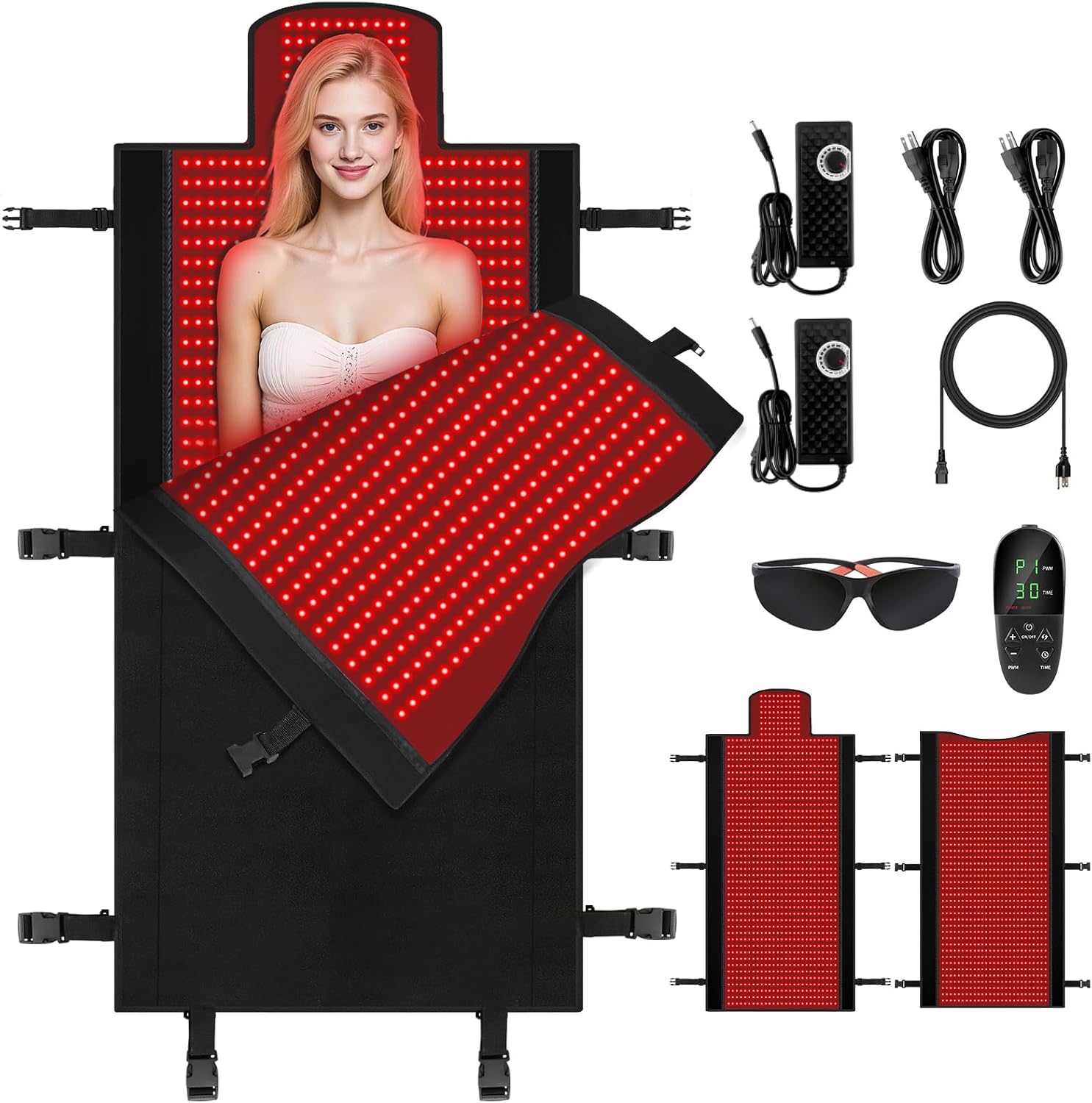 LITDUCK Body Red Light Therapy Mat, Eligible Red Light Therapy Blanket, 2in1 LEDs(660nm& 850nm), Premium Leather, Adjustable Timer & Intensity