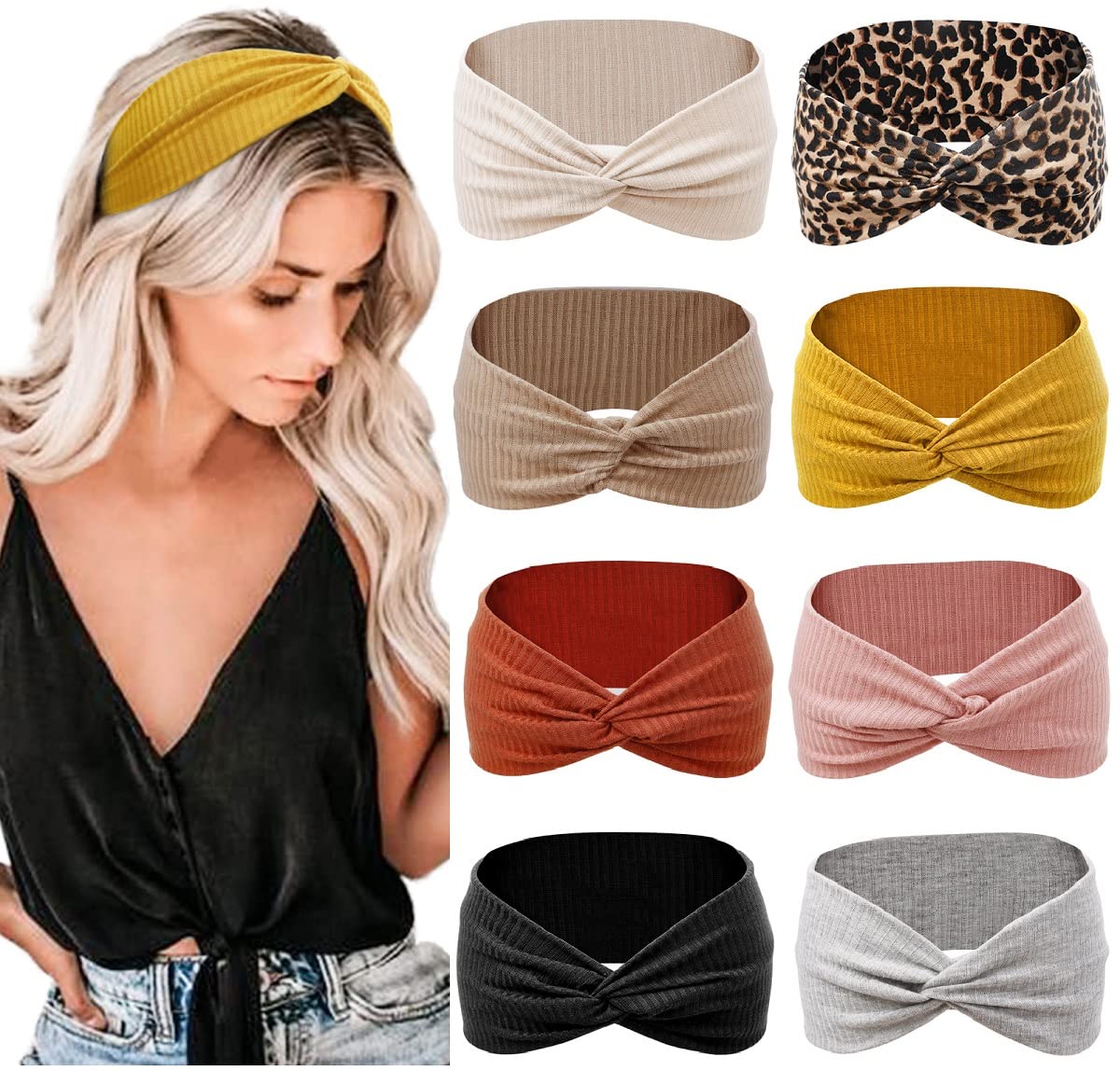 Tobeffect Headbands for Women Non Slip for Short Hair. Yoga Workout Running Sport Elastic Hair Bands for Women’s Hair Twist Turban Hair Wrap for Girls