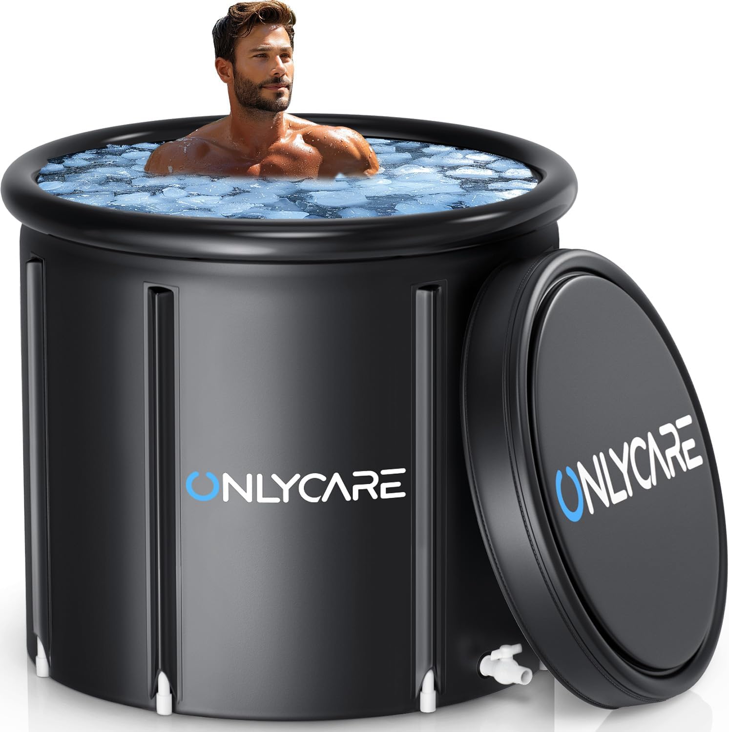 ONLYCARE XXL Ice Bath Tub for Athletes/2 Adults – Constant Temperature 5H Portable Cold Plunge Tub with Cover for Fast Muscle Recovery, Stress Relief, 130 Gal Ice Plunge Tub for Indoor/Outdoor/Gym