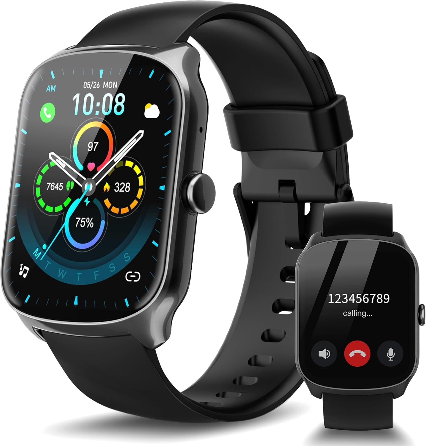 Smart Watch for Men Women, 1.95” HD Curved Screen Smartwatch(Answer/Make Call), Fitness Tracker with 112 Sport Modes, IP68 Waterproof Fitness Watch with Heart Rate/Sleep Monitor, Grayish Black