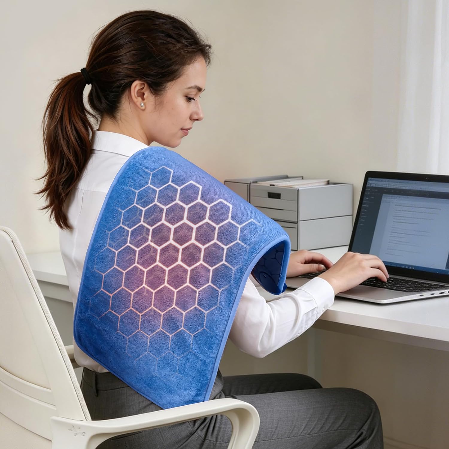 Extra-Hot Heating Pad for Back: Infrared Hottest to 160℉ & 3S Fast Heating Deep Muscles Penetration for Chronic Pain Stiffness – Graphene Warmth for Desk Workers with 4H Auto Shut Off Washable