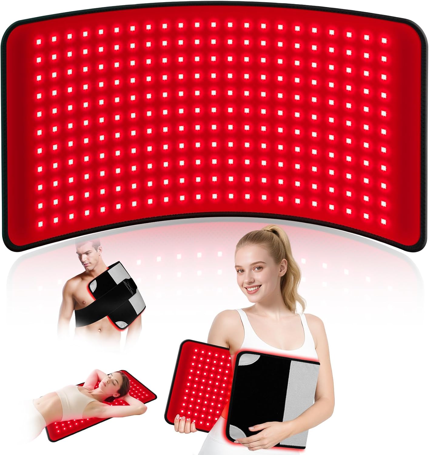 Red Light Therapy Mat for Body 24″x12″ with 242 LEDs (726 Chips), 660nm Red and 850nm Near Infrared Light Therapy Pad, 3 Modes, 5 Brightness Levels for Back Waist Legs Abdomen Knee Shoulders