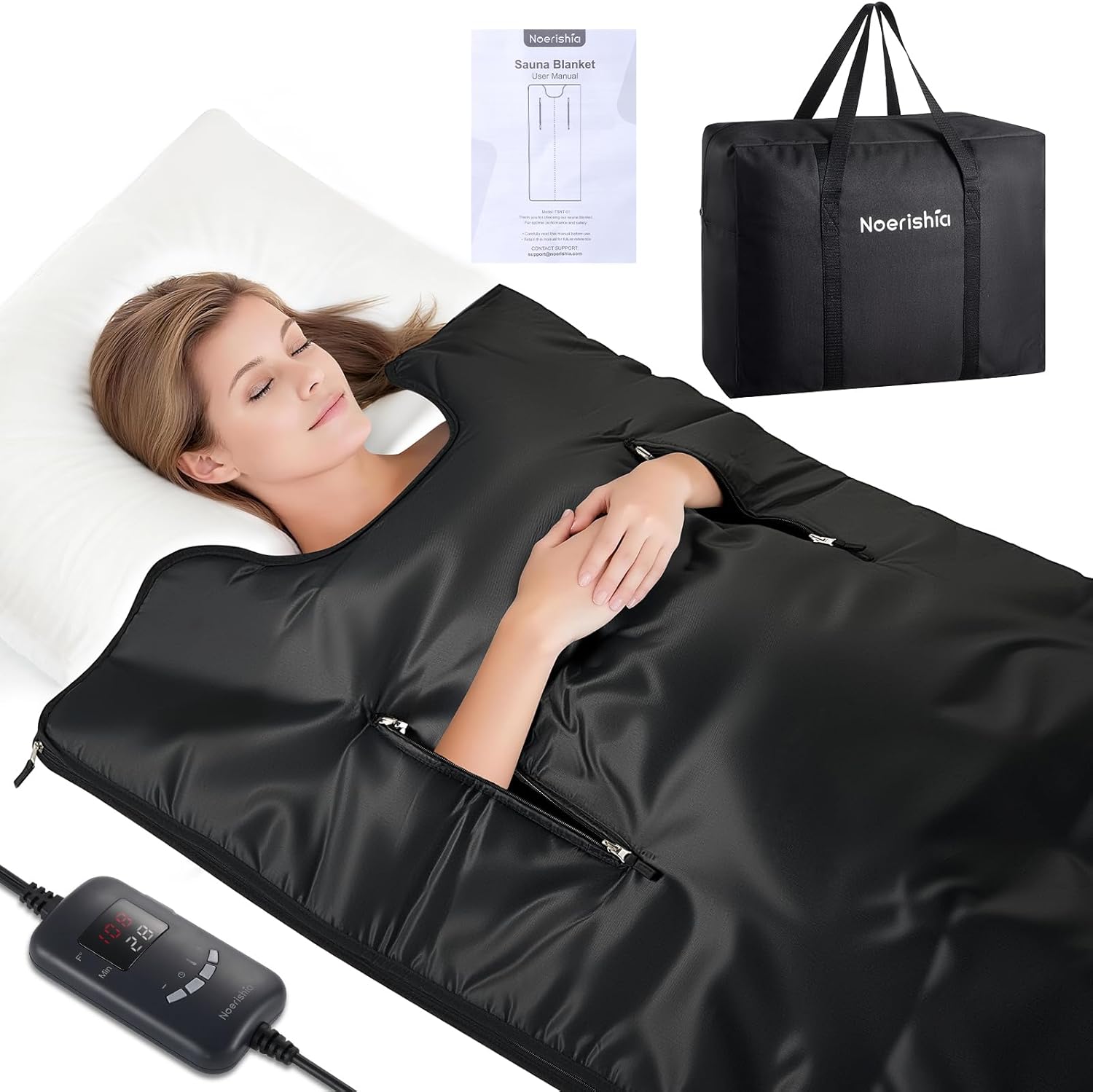 Portable Sauna Blanket for Home, Full Body Heating Wrap for Relaxation and Detox, Self Care Gifts, Washable & Foldable with Carrying Bag, 88-158℉, 10-60 Minutes Timer, (6 x 2.62) FT