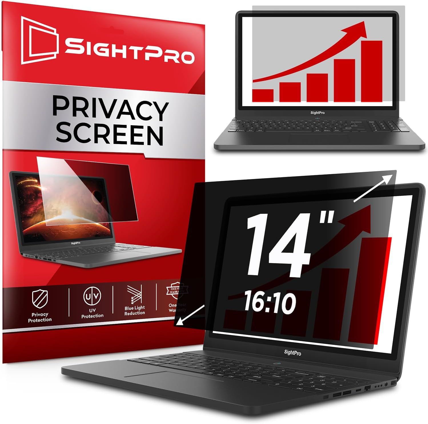 SightPro 14 Inch 16:10 Laptop Privacy Screen Filter – Computer Monitor Privacy Shield and Anti-Glare Protector