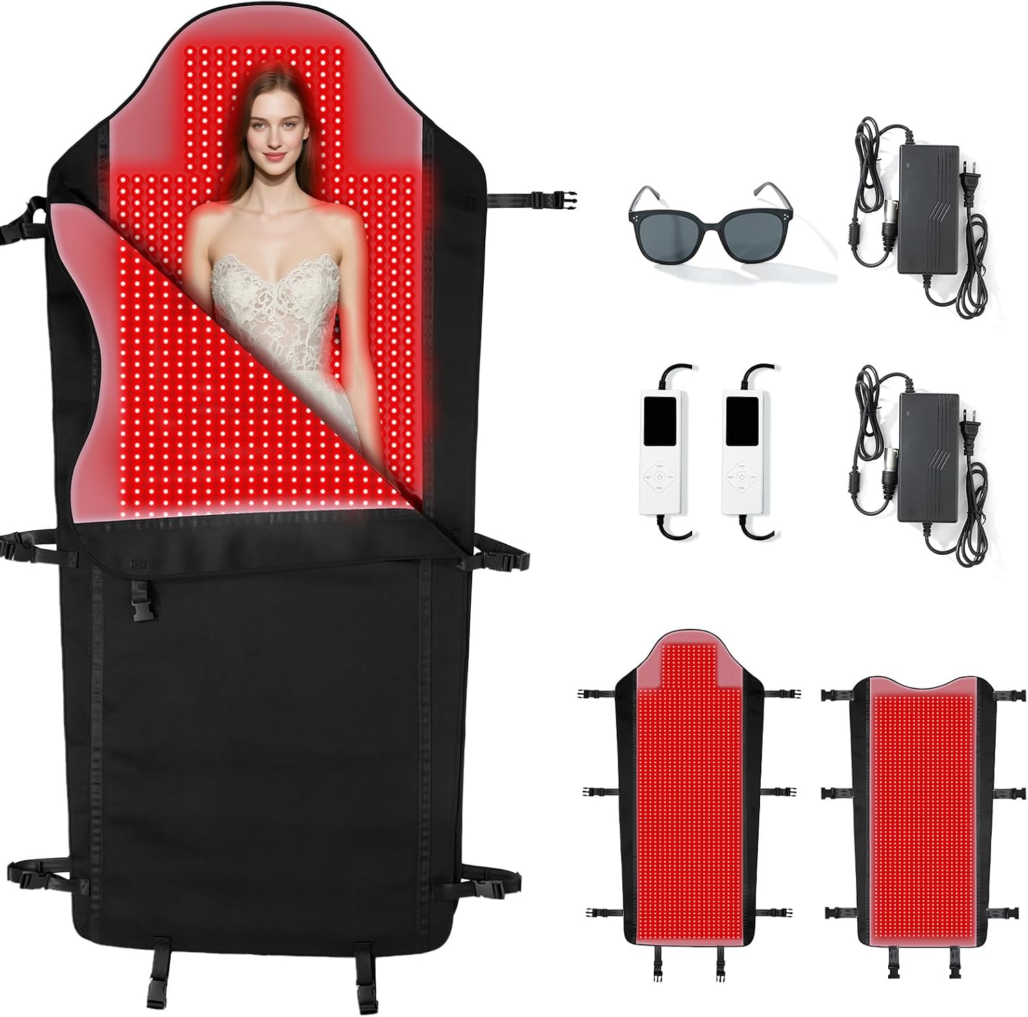 Red Light Therapy Mat for Full Body, 75″*35″ Red Light Therapy Blanket with 2704 LEDs and Controller, 660nm&850nm Near Infrared Light Therapy, 3in1 LEDs Light Blanket for Back Waist Belly Joint Muscle