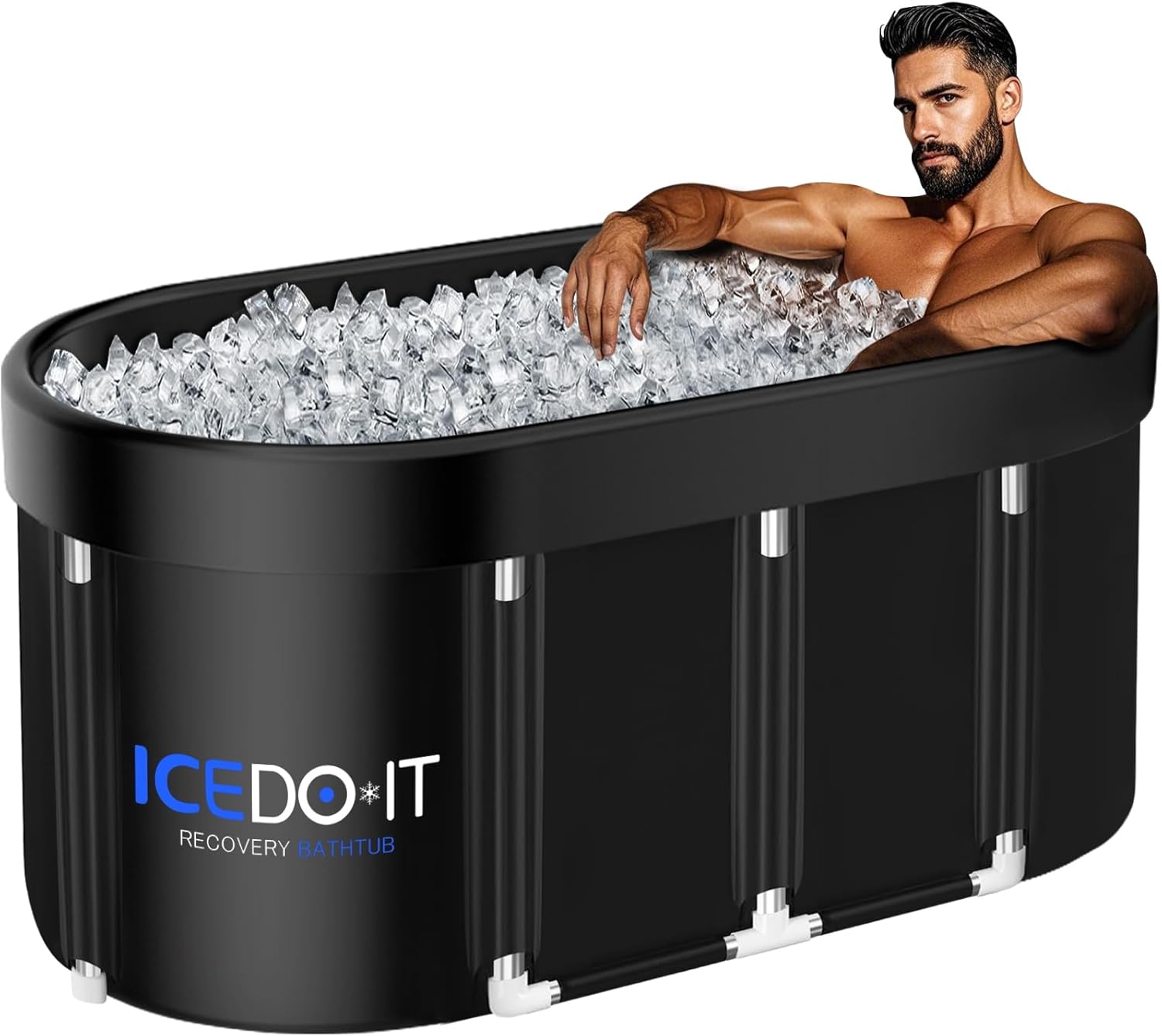 Tomaje Upgrade 129 Gal XL Large Oval Ice Bath Tub for Athletes, Collapsible Cold Plunge Tub-Multiple Layered for Post-Exercise Recovery, Portable Bathtub for Home, Gyms, Indoor, Outdoor use
