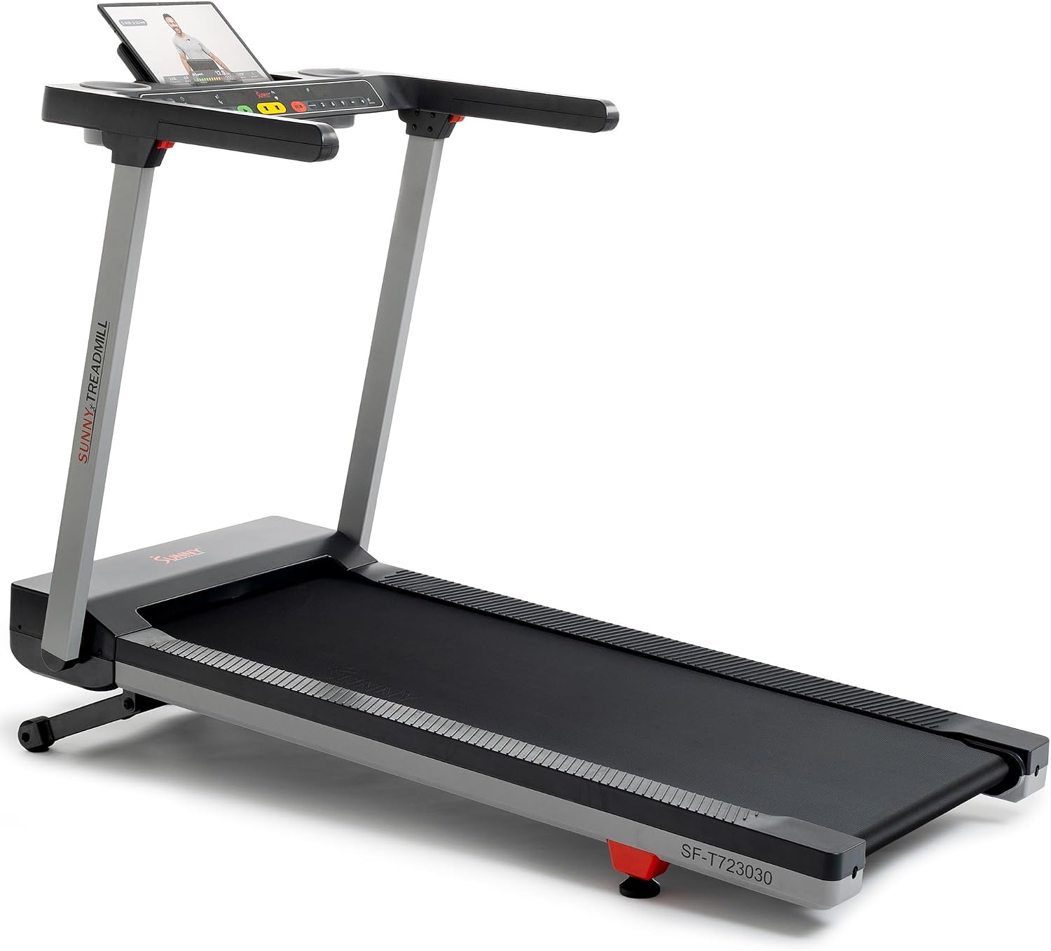 Sunny Health & Fitness Fully Assembled OneClick-Fold 20″ Smart Treadmill with Auto Incline & SunnyFit App