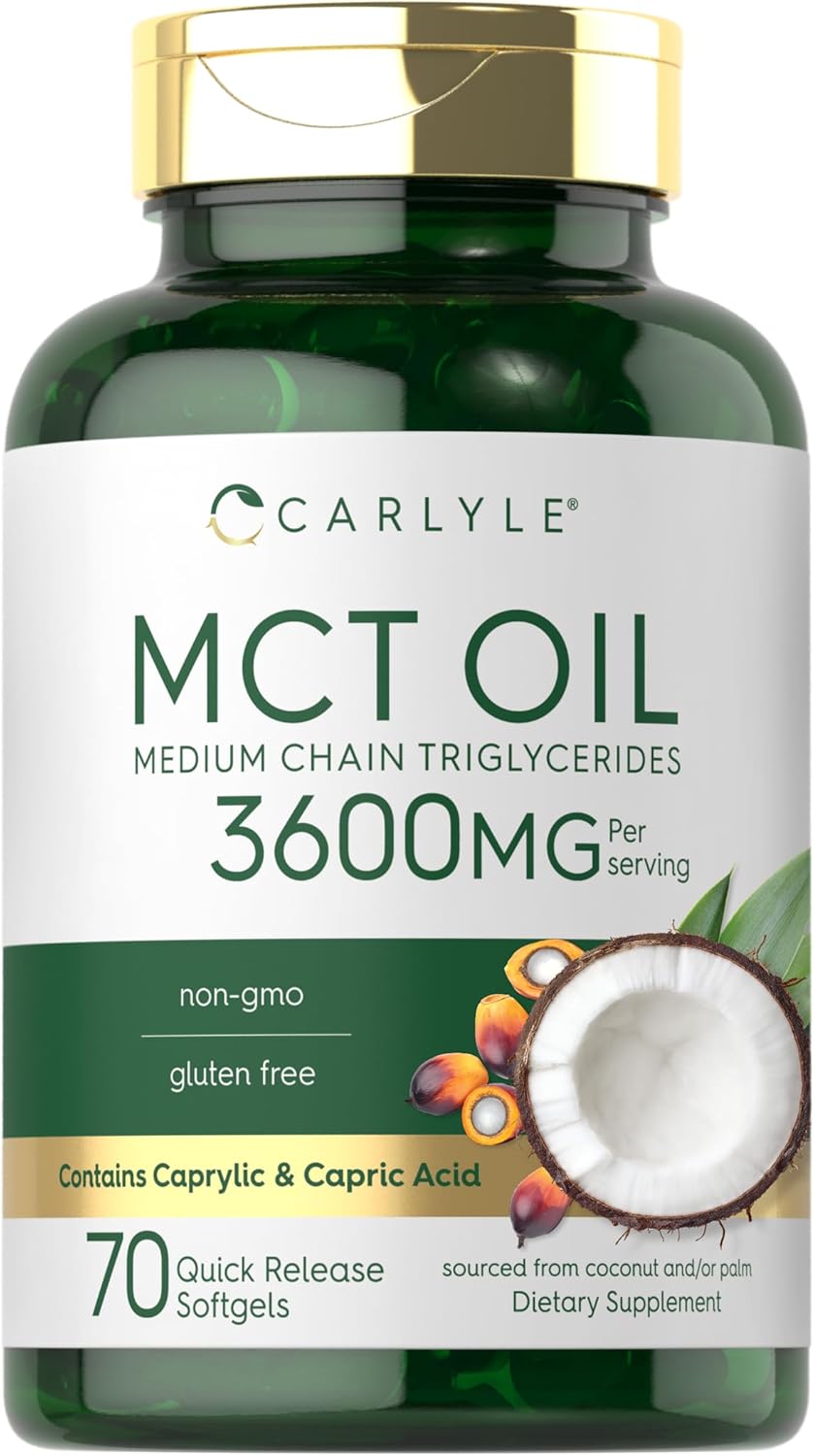 Carlyle MCT Oil Capsules | 3600 mg | 70 Softgels | Keto Coconut | with Caprylic & Capric Acid | Non-GMO and Gluten Free Supplement