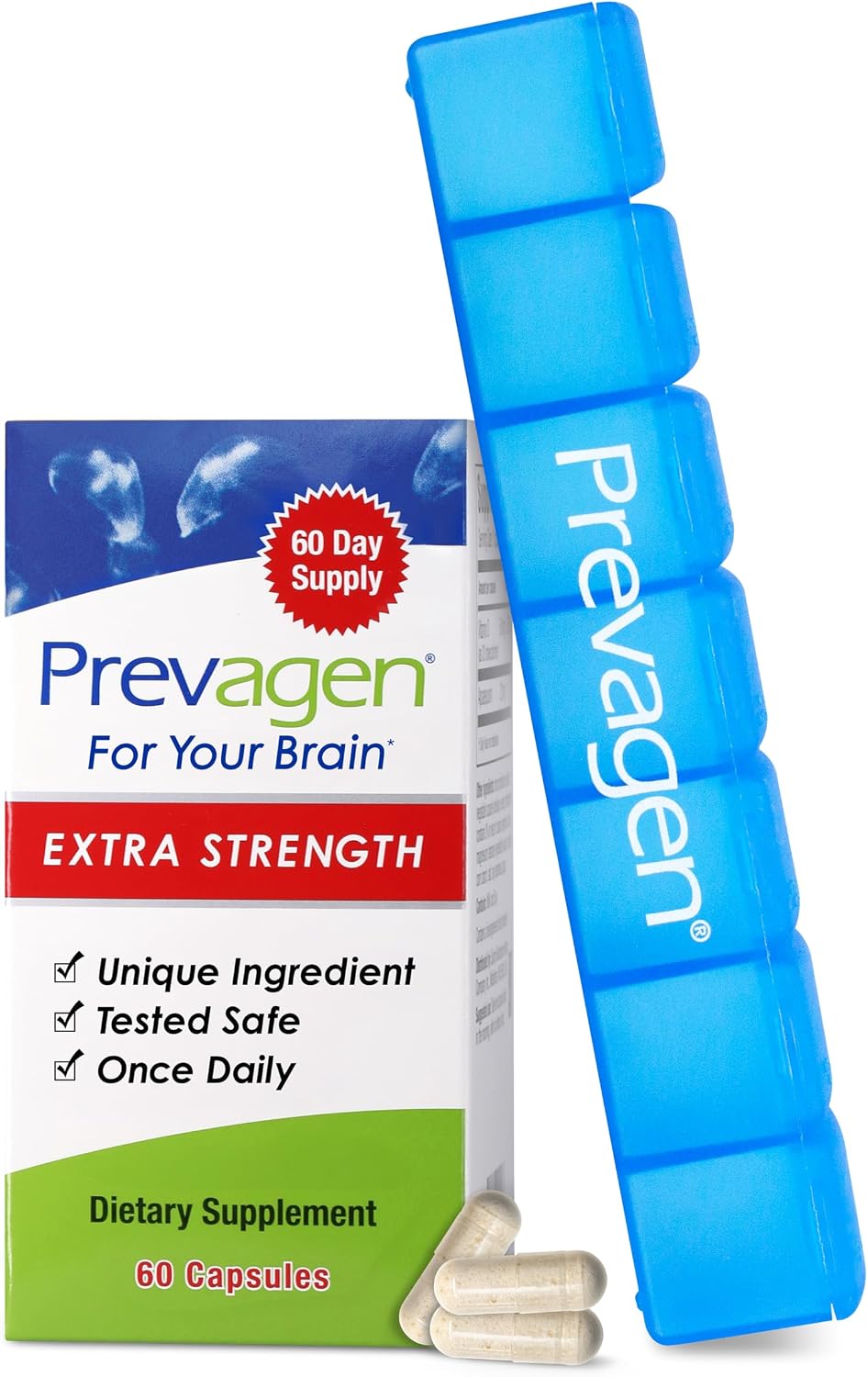 Prevagen Extra Strength – 60 Capsules (2 Month Supply) | Formulated for Your Brain | 20mg of Apoaequorin Plus Vitamin D3 with 7-Day Pill Minder
