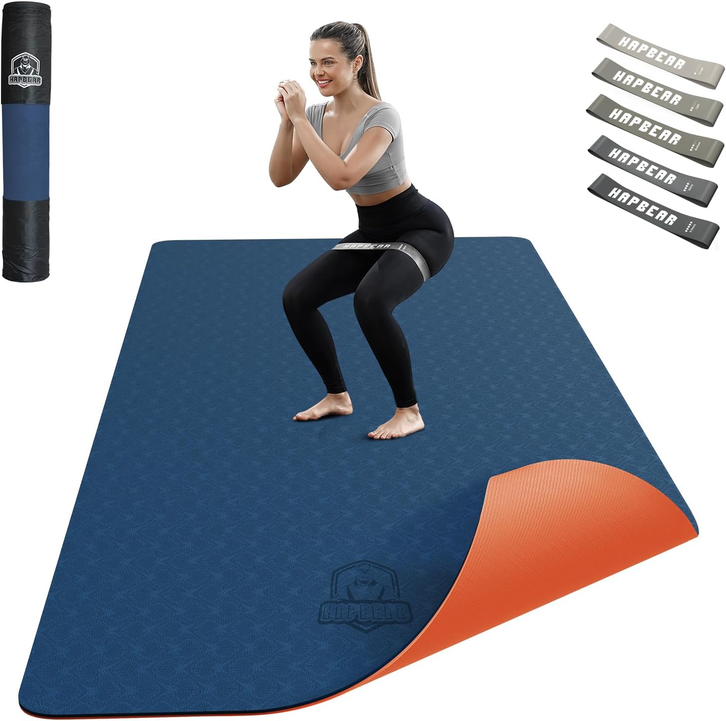 HAPBEAR Large Yoga Mat – 72″x36″x6mm (1/4 inch), Extra Wide Non-Slip Exercise Mat for Home Workout, Yoga, Pilates & Stretching, Durable, Includes Carry Bag