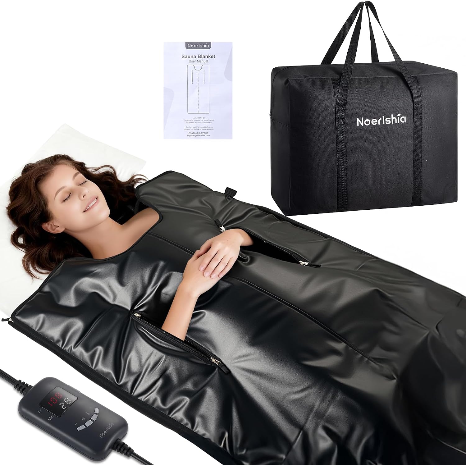 Infrared Sauna Blanket for Home, Gentle Deep Heat for Relaxation & Recovery, Portable Wellness Wrap for Full Body, Self Care Gifts for Women, Machine Washable PU Leather, 85–158°F & Timer, 6 x 2.6 FT