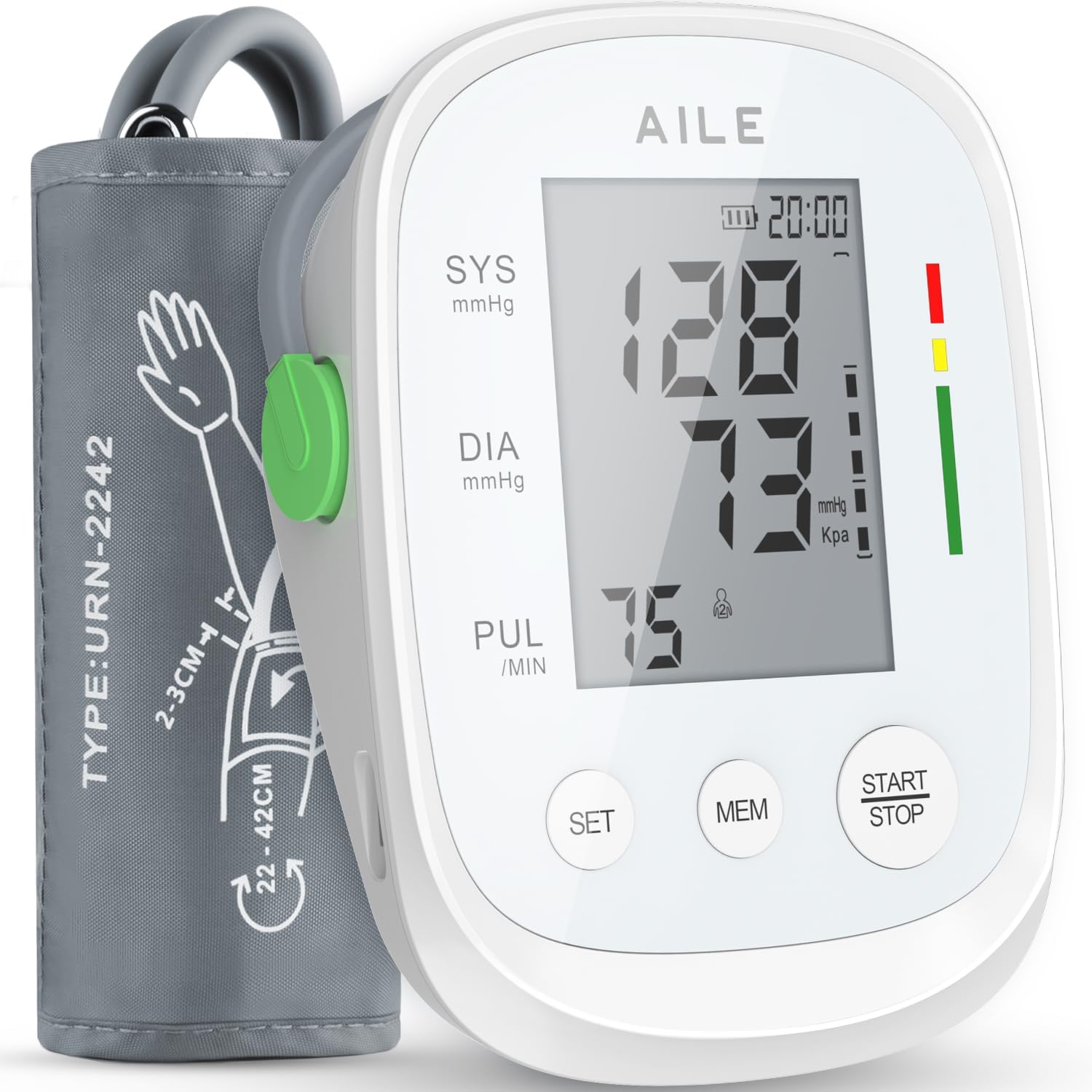 Blood Pressure Monitor, Aile Blood Pressure Machine Upper Arm Large Cuff(8.7″-16.5″), High Automatic Blood Pressure Monitors Cuff for Home Use, (BP) Manual Arm Blood Pressure Monitors, 2 * 99 Memory