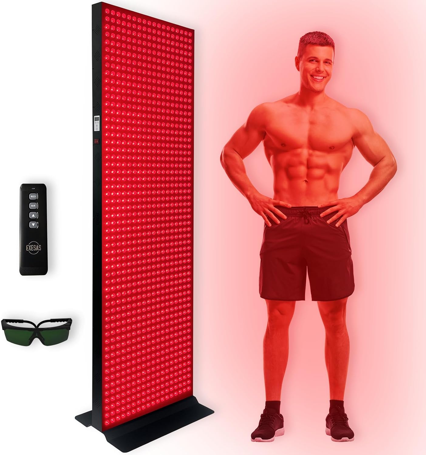 EXESAS Red Light Therapy Device for Full Body, 630nm, 660nm, 810nm & 850nm, Near Infrared Dual-Chip Clinical Grade LED Panel for Smooth Skin, Weight, Pain and Overall Wellness (1008LED)