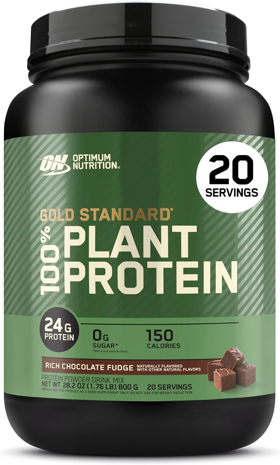 Optimum Nutrition Gold Standard 100% Plant Based Protein Powder, Gluten Free, Vegan Protein for Muscle Support and Recovery with Amino Acids – Rich Chocolate Fudge, 20 Servings (Packaging May Vary)