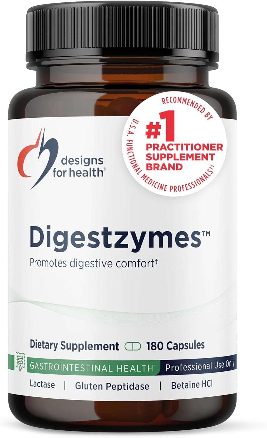 Designs for Health Digestzymes – Digestive Enzymes + Betaine Hydrochloride for Gas & Bloating Relief – Pepsin, Ox Bile, Lactase Enzyme & Lipase Enzymes for Digestion (180 Capsules)