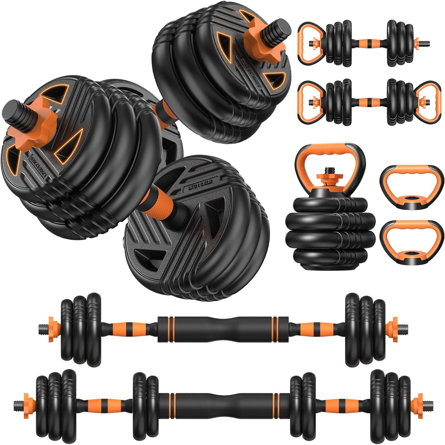 33/44/66/88lbs Adjustable Dumbbell Set with Connector for Home Gym Workout | 5 in 1 Free Weights Dumbbells Set, Weights Set Used as Barbell, Kettlebells, Push up Stand, Weight Plate