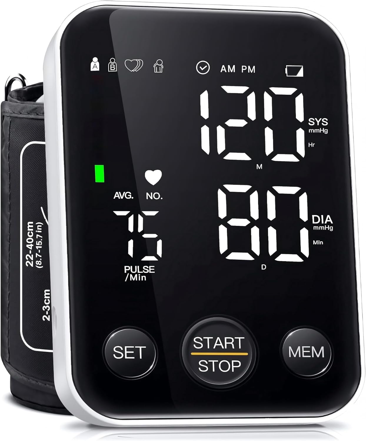 Oklar Blood Pressure Monitor Upper Arm Monitors for Home Use BP Machine Sphygmomanometer with 2×120 Reading Memory Adjustable Arm Cuff 8.7″-15.7″ Large Display with LED Background Light Storage Bag