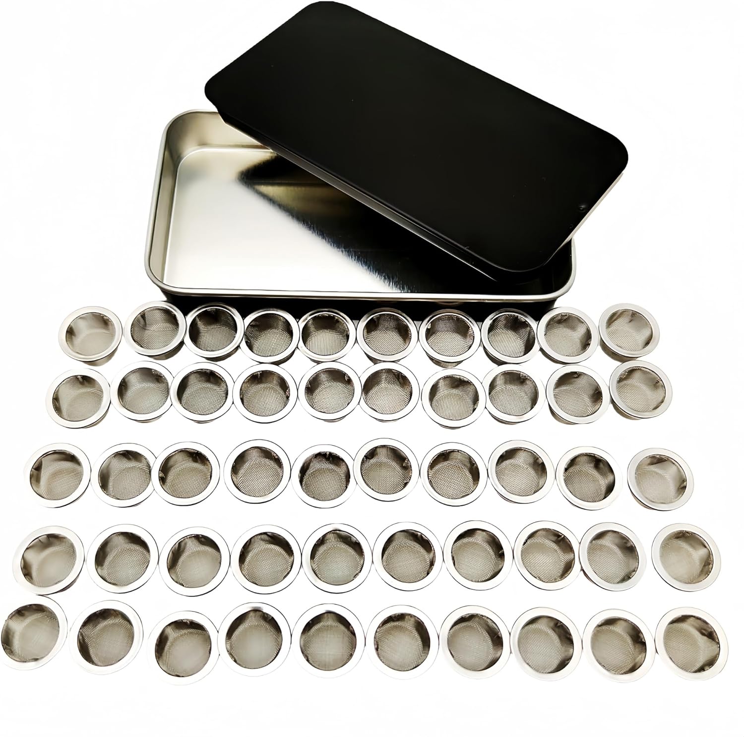 50pcs Pipe Screens 1/2 Inch Premium 304 Stainless Steel, 0.5″ Pipe Screen Filters with Metal Storage Box