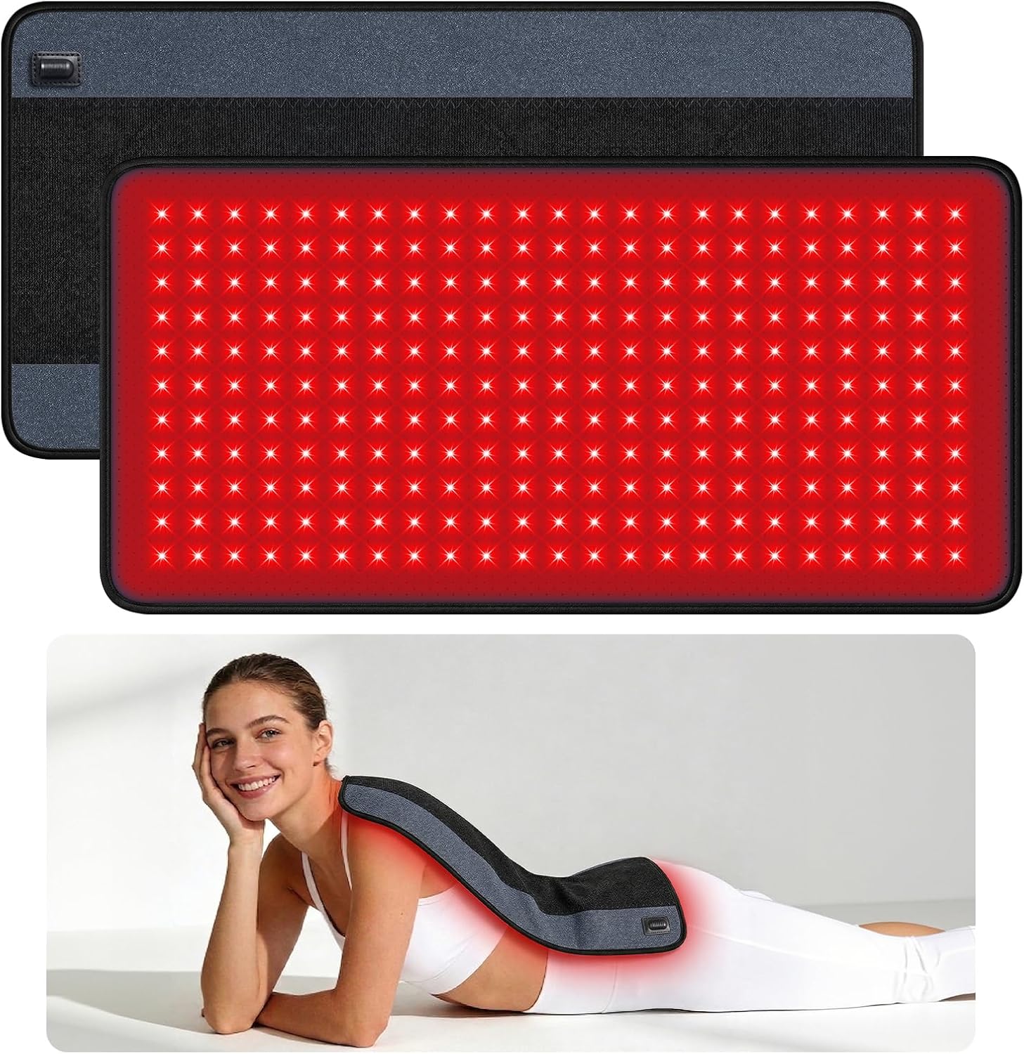 Red Light Therapy Pad for Body with 660nm & 850nm LED Lights | 24’’ x 12’’Large Coverage, Adjustable Strap, Home & Office Use, Timer, Infrared Heating Pads