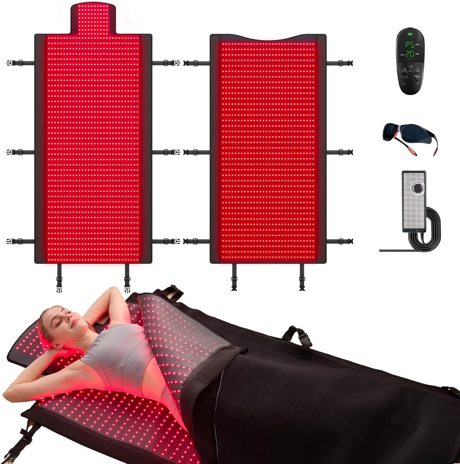 Extra Large Red Light Therapy Mat, 2570 High-Density LEDs Full Body Red Light Therapy, 660nm & 850nm Dual Wavelengths, Foldable Red Light Therapy Blanket with Timer,74.6″ x 33.3″