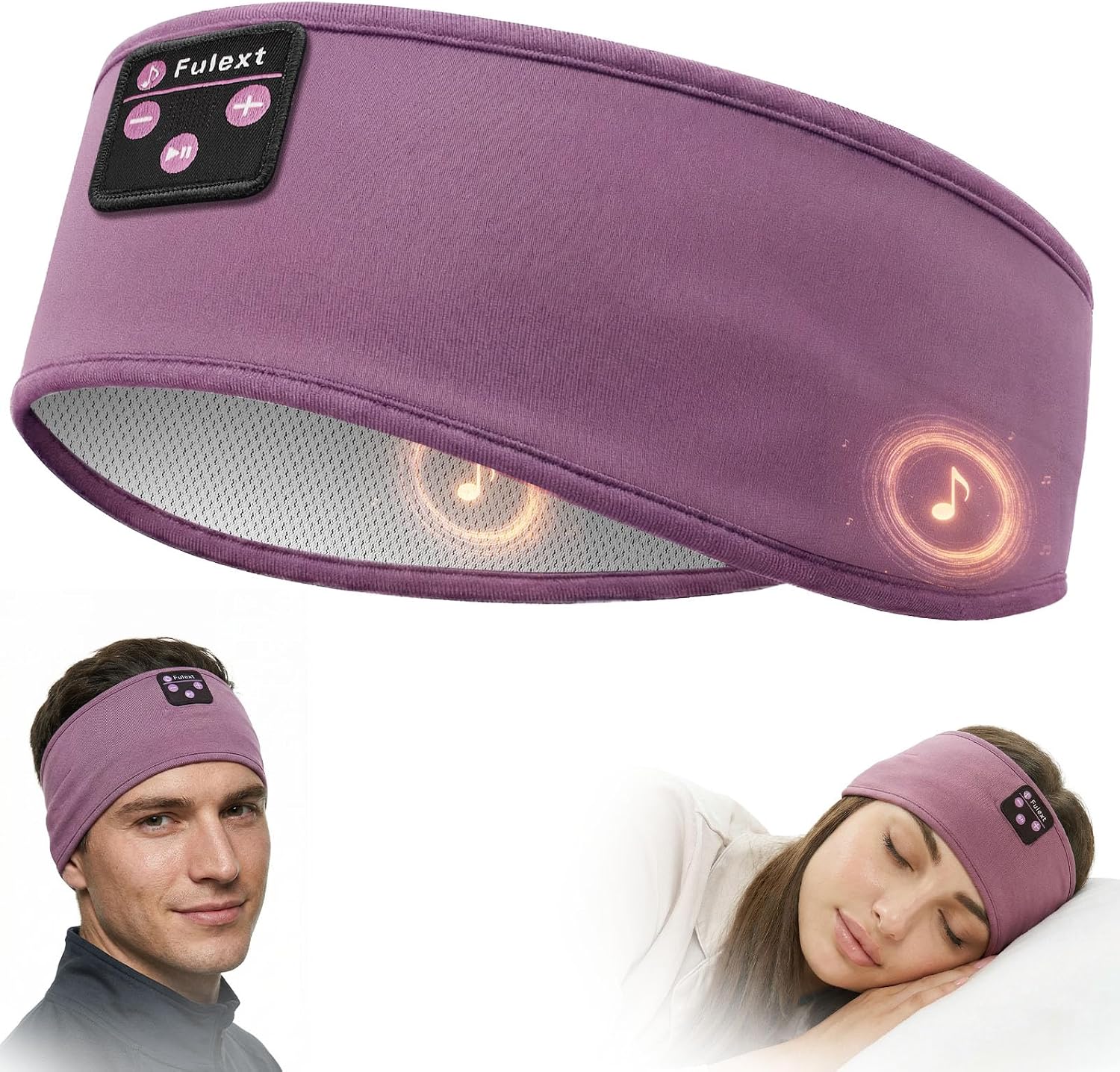 Sleep Headphones Headband for Side Sleepers – Bluetooth Wireless Music Headband with Stereo Speakers, Sweatproof for Sports and Meditation