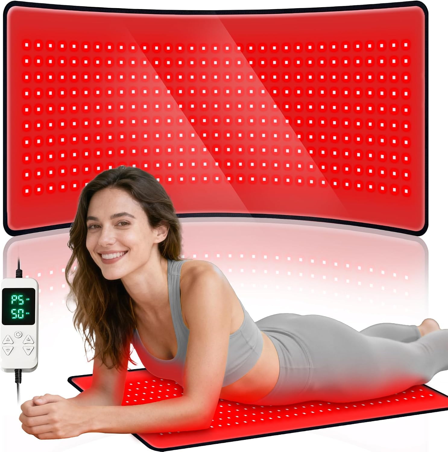 Red Light Therapy Mat for Body Pain Relief, Medical-Grade TPU Red Light Therapy Pad, 660nm&850nm Infrared Light Therapy for Shoulder Back Joint Muscle