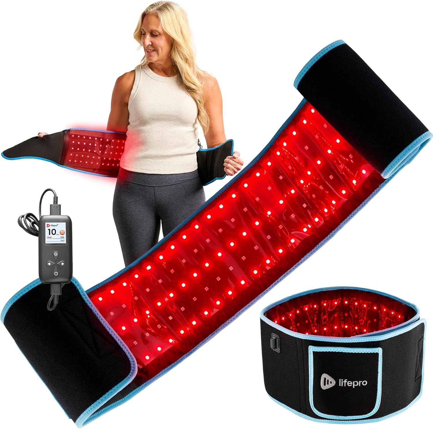Lifepro Red Light Therapy Belt – Infrared Red Light Therapy for Body, Back Pain and Shoulder – 660nm & 850nm Near Infrared Heating Pad – Adjustable & Portable for Wellness & Relaxation