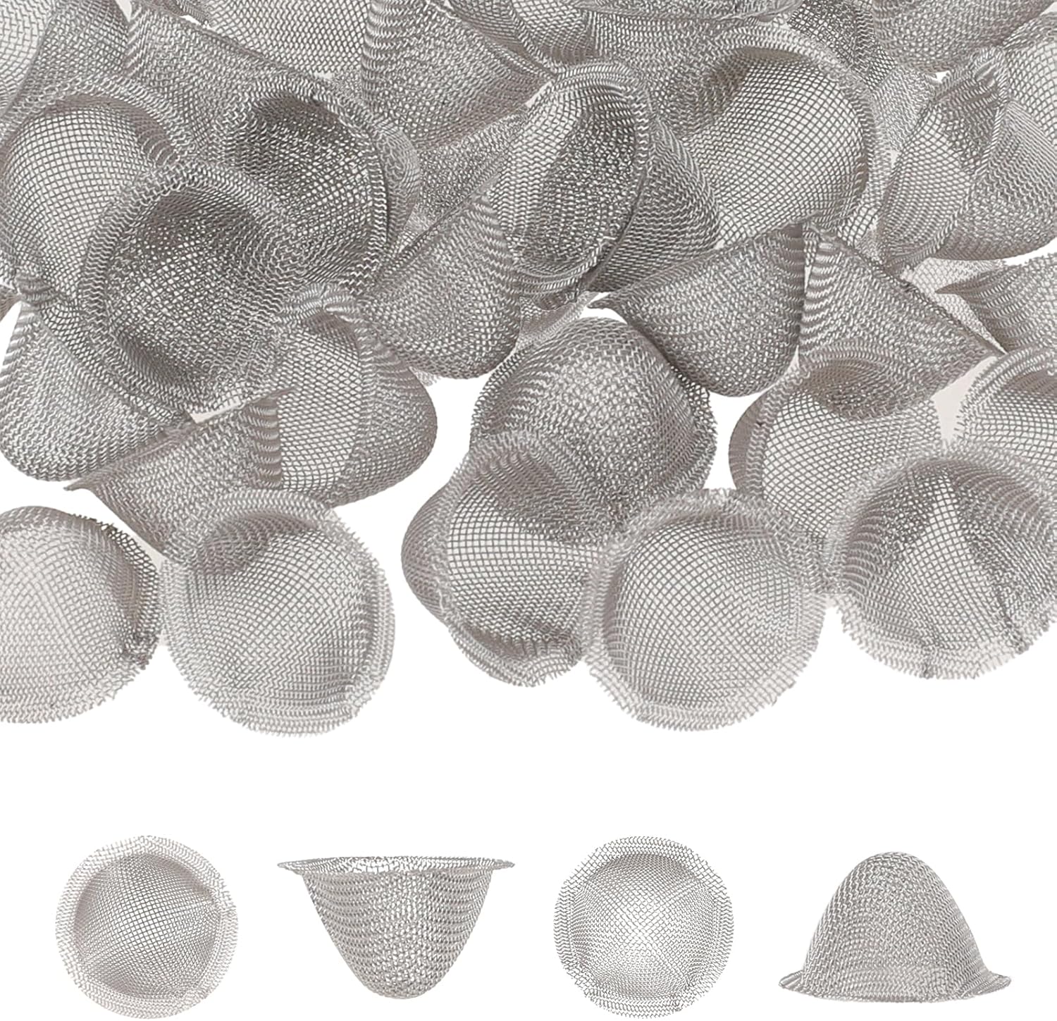 40 Pieces 3/4 Inch Bowl Screens Filters, Stainless Steel Mesh Clean Screens with Tapered Design Screens Mini Metal Filters Reusable Filters Self-Adjustable Size Filter