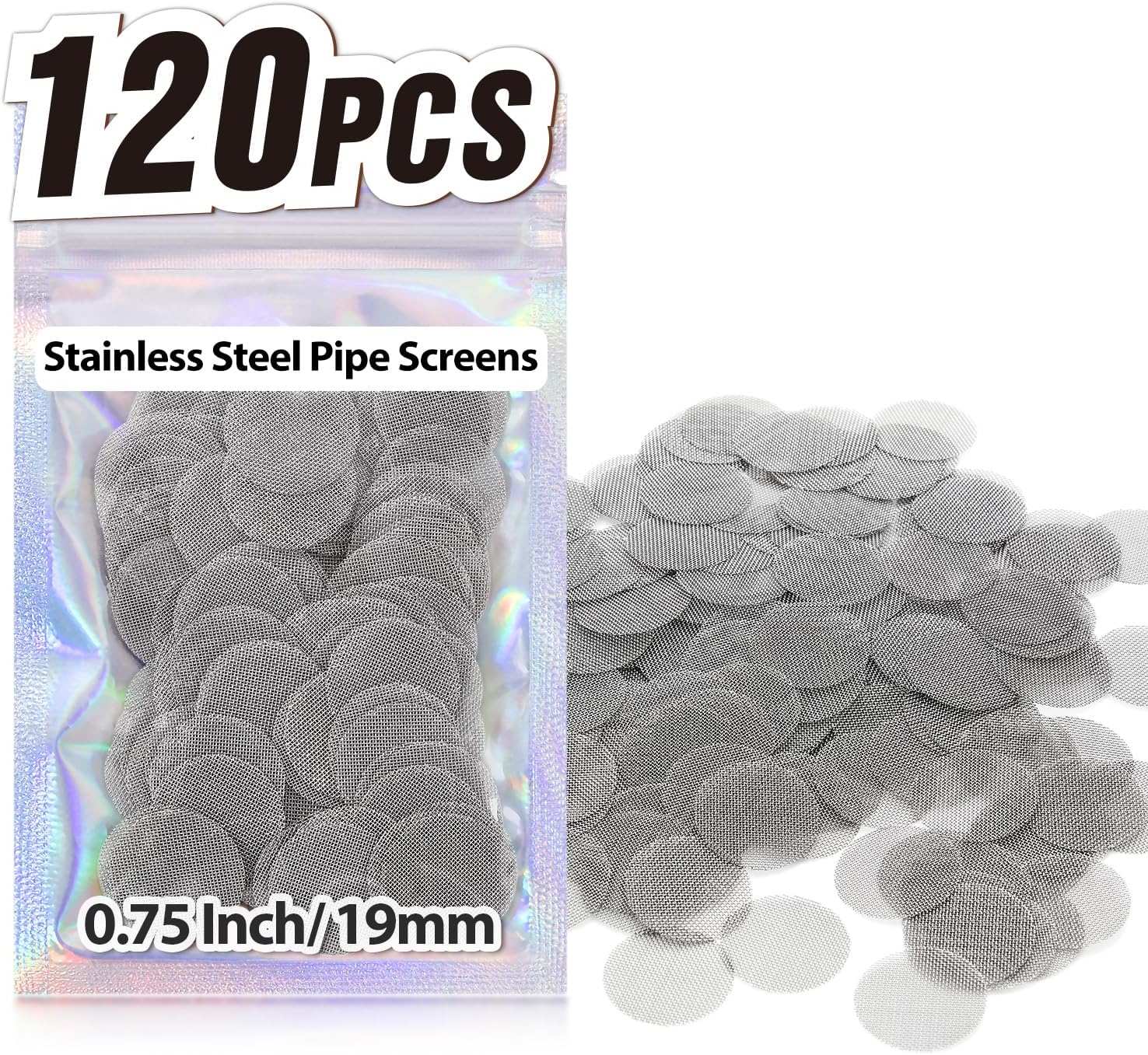 Pipe Screens 120pcs 3/4 Inch 19mm Stainless Steel Pipe Screen, 0.75 Inch Metal Mesh Filter Screen