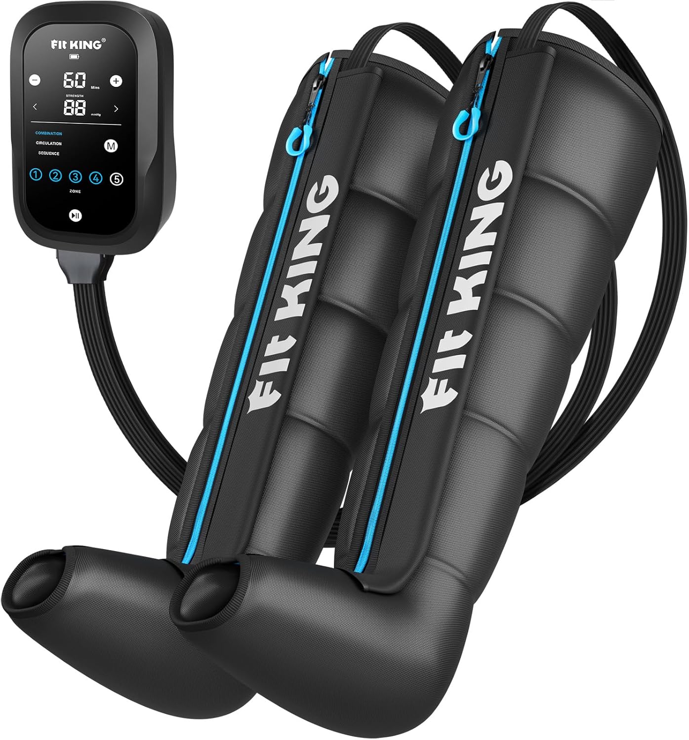 FIT KING Upgraded Leg Massager Recovery Boots, Professional Air Compression Recovery System for Circulation & Fast Athlete Recovery, Cordless Rechargeable Compression Boots (Large)