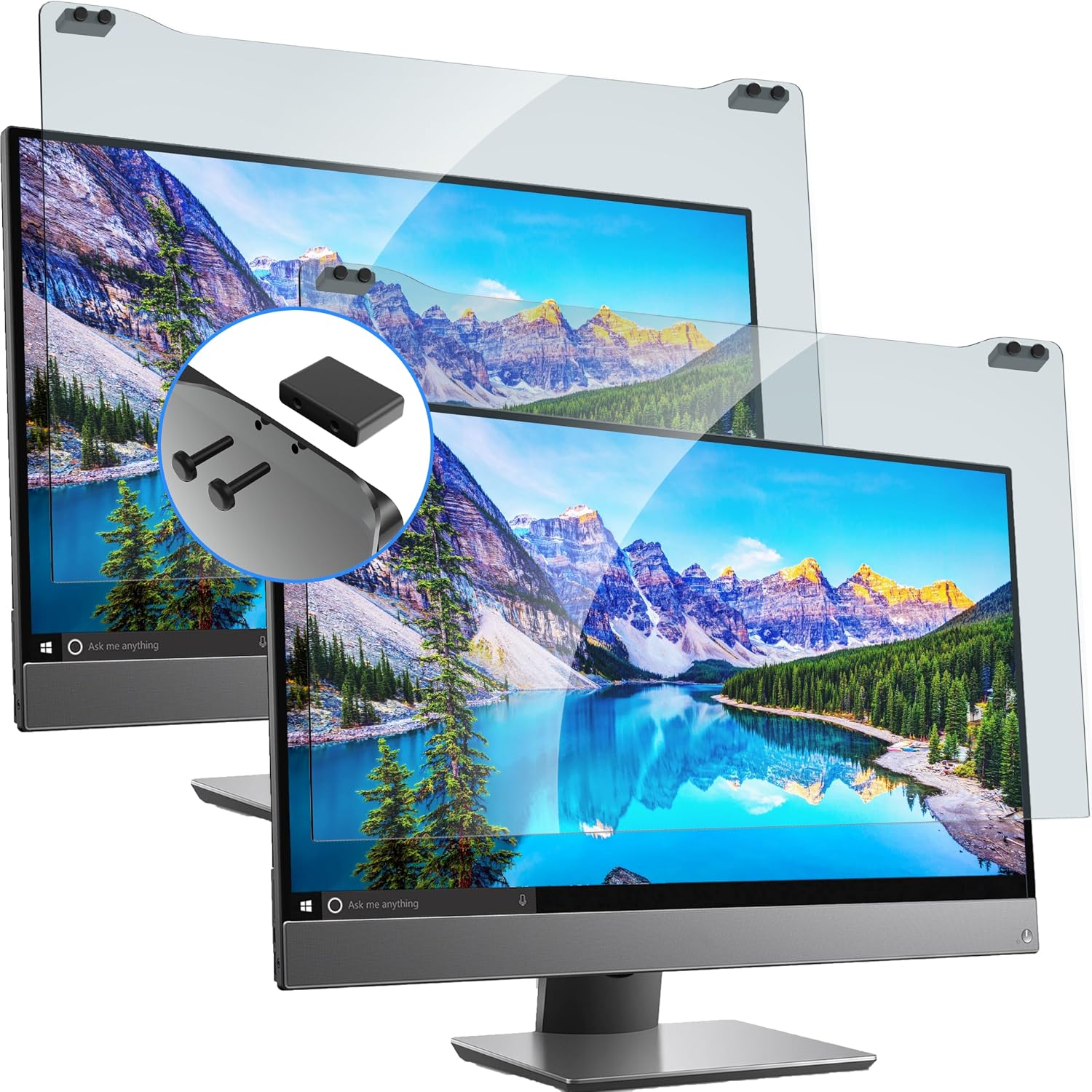 ZYY 2 Pack 23-24 Inch Computer Screen Blue Light Blocker for Diagonal 23,23.6,23.8,24 Inch Monitor, UV Blocking Filter(21 1/4×13 3/8) for Eye Strain,Hanging Anti Blue Light Screen Protector