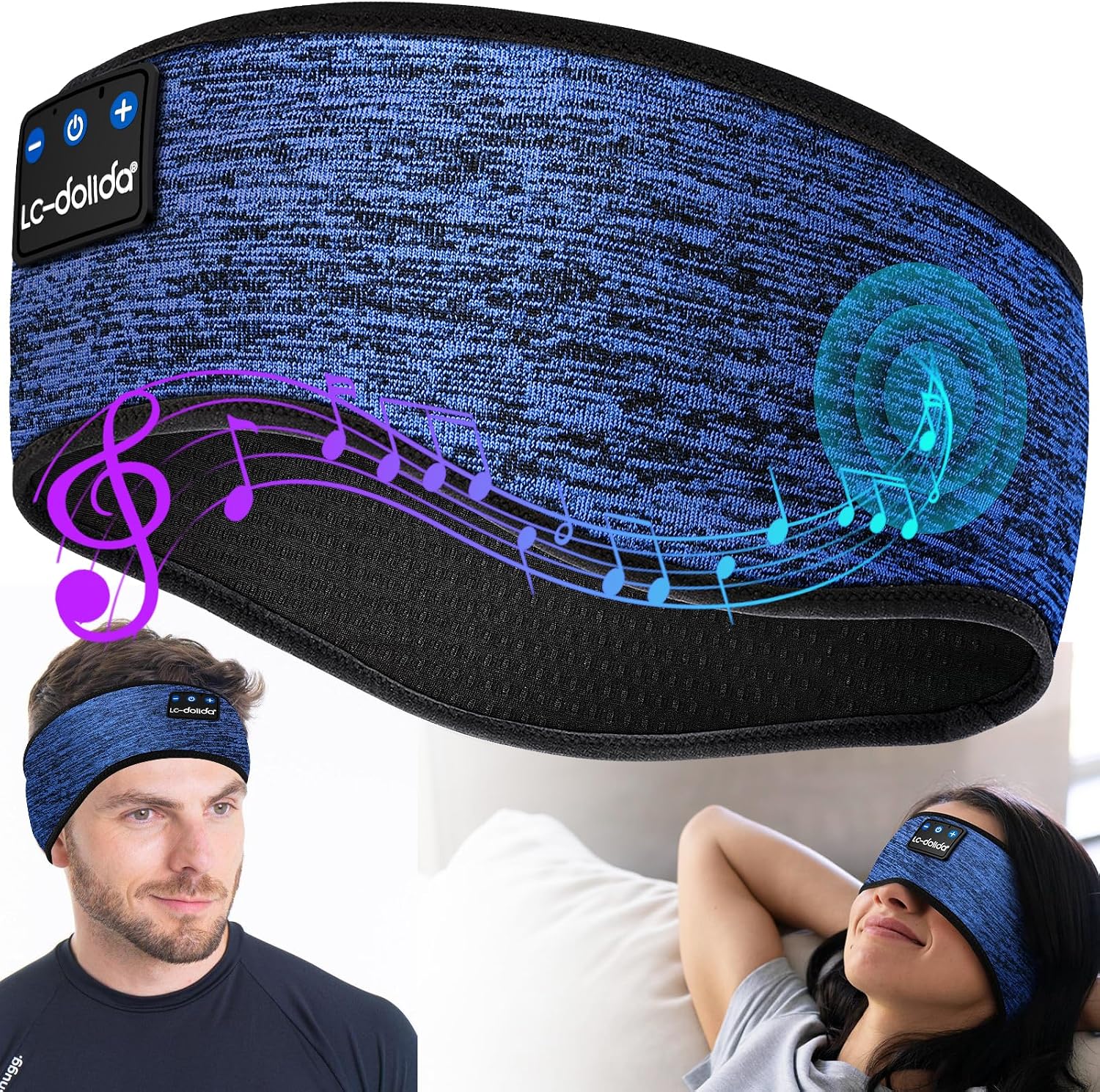 LC-dolida Sleep Headphones Headband Bluetooth 5.4, Sports Headband Earphones Wireless with Speaker Microphone USB C for Women Sleeping Gift Workout Jogging Yoga Insomnia Travel Meditation
