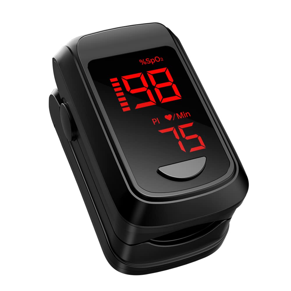 HOLFENRY Pulse Oximeter Fingertip – Large Display Oxygen Monitor Fingertip with Fast 5-8s Reading for SpO2/Heart Rate/PI, Accurate Pulse Ox for Home/Sports/Travel, Batteries & Lanyard Included