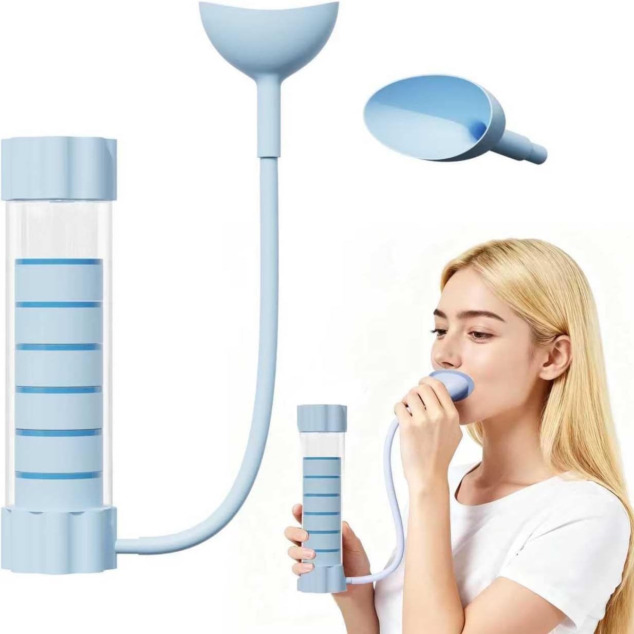 Load Bearing Breathing Training Device, Used for Abdominal Breathing Training of The Heart and Lungs, Using Breathing Dumbbells to Strengthen The core Muscle Group of The Whole Body (Blue)