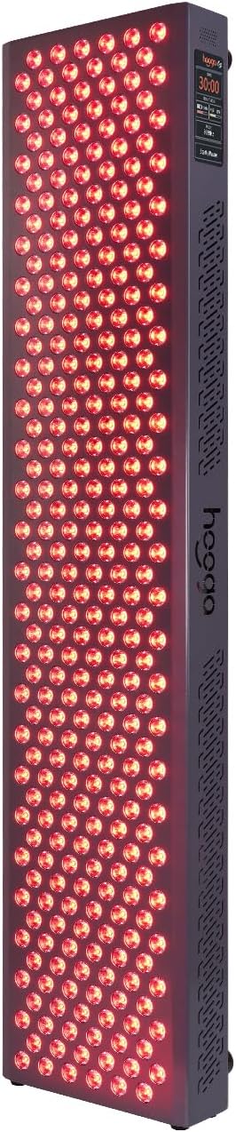 Hooga Red Light Therapy Panel Device – Full Body Panel, 630nm 660nm 810nm 850nm Red & Near Infrared Light Therapy, 300 Quad Chip LEDs, Brightness Control, Pulse Mode – ULTRA1500