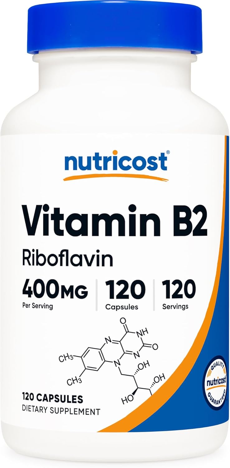 Nutricost Vitamin B2 (Riboflavin) 400mg, 120 Capsules – Gluten Free, Non-GMO