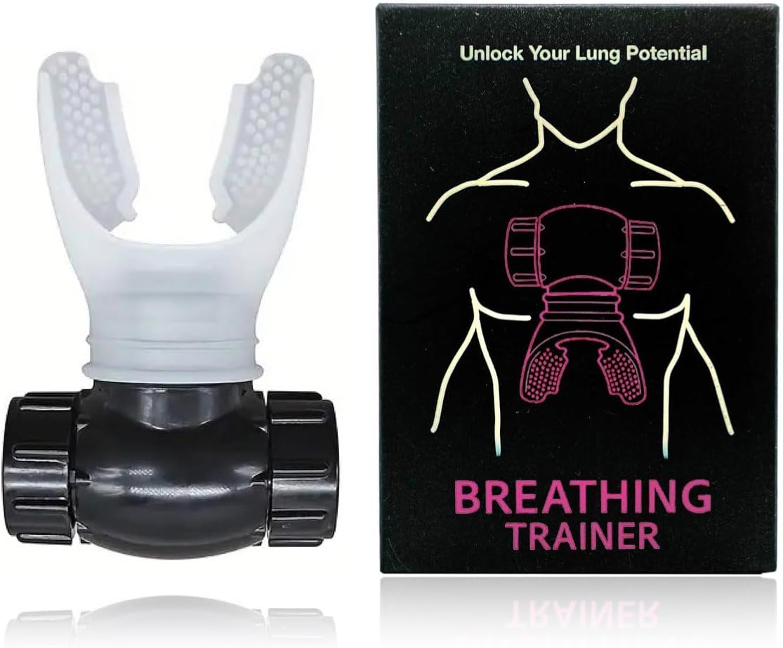 Dual-Control Breathing Trainer, Lung Trainer | Independent Adjustable Exhale & Inhale Resistance | Breathing Exercise Device for Lungs | for Daily, Fitness & Sport – White