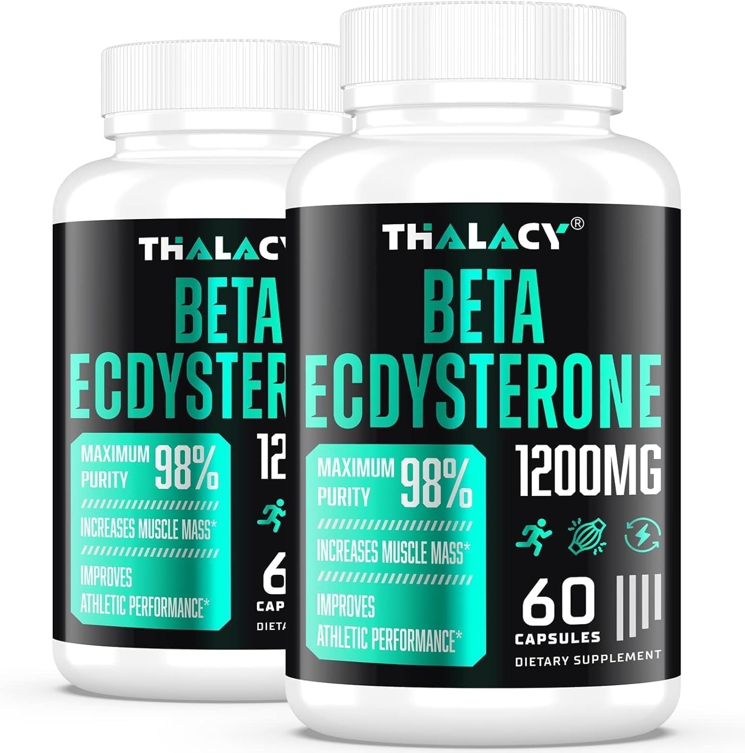 1200MG Beta Ecdysterone Supplement, 98% Maximum Purity Ecdysterone Supplements for Lean Muscle Mass, Athletic Performance & Strength, 120 Capsules