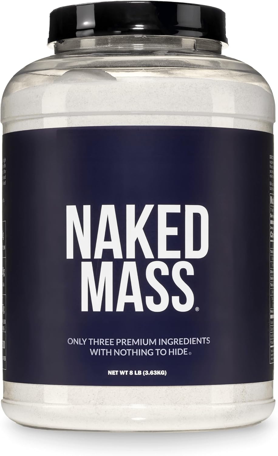 NAKED Mass – Natural Weight Gainer Protein Powder – 8 LB Bulk, NSF Certified, GMO Free, Gluten Free & Soy Free. No Artificial Ingredients – 1,250 Calories per Serving