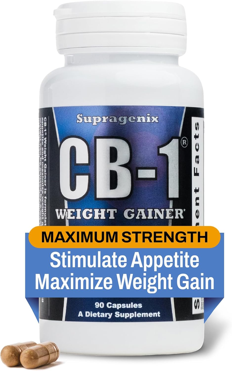 Supragenix CB-1 Weight Gainer Pills (90 Count) | Weight Gain Support for Women & Men | Clinically Tested Appetite Booster | Powerful Mass Gainer