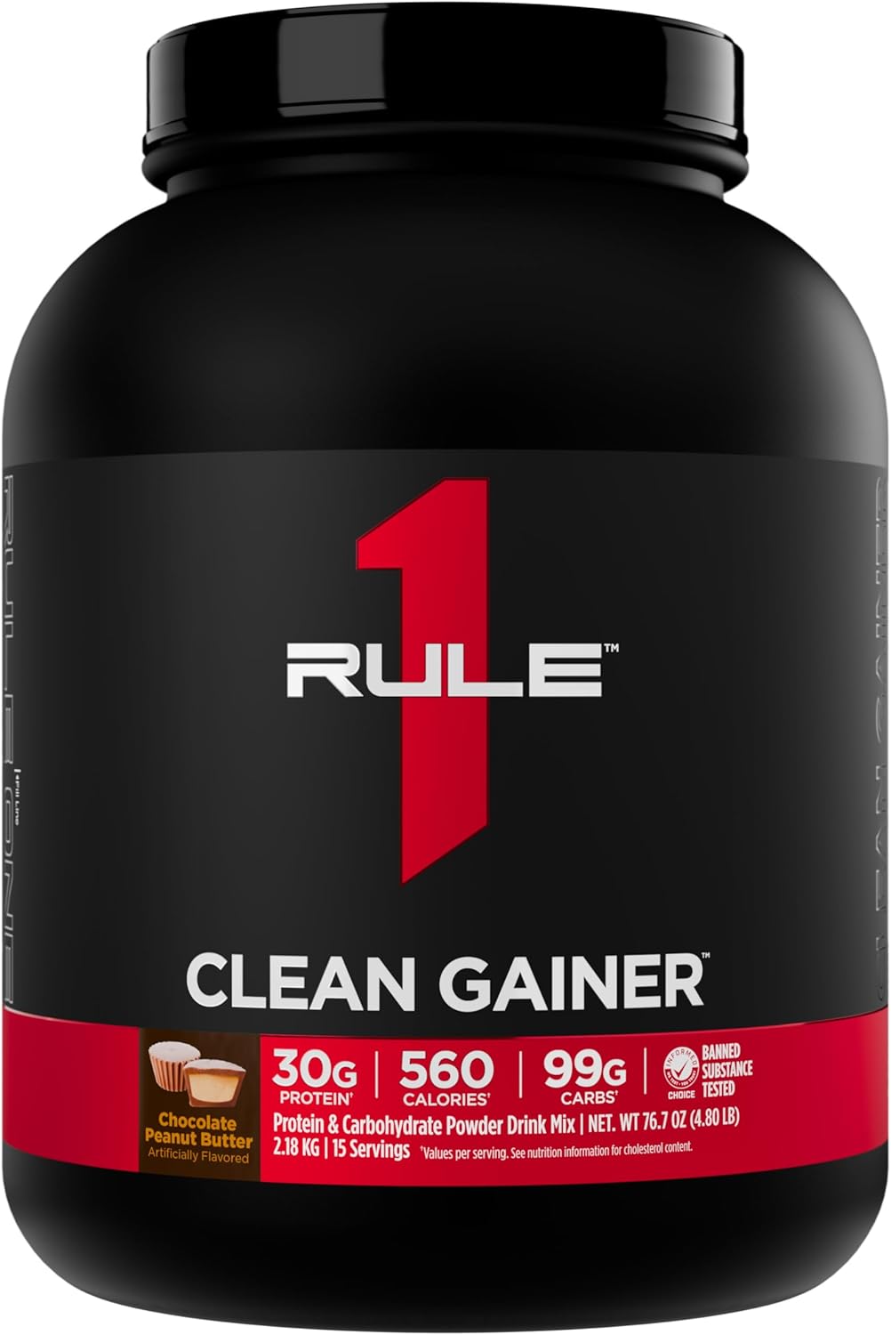 Rule 1 Proteins Clean Gainer, Chocolate Peanut Butter, 15 Servings | High-Protein Lean Gain Formula with 560 Calories, 30g of Full-Spectrum Protein, Over 90g Carbs, Under 6g of Fat
